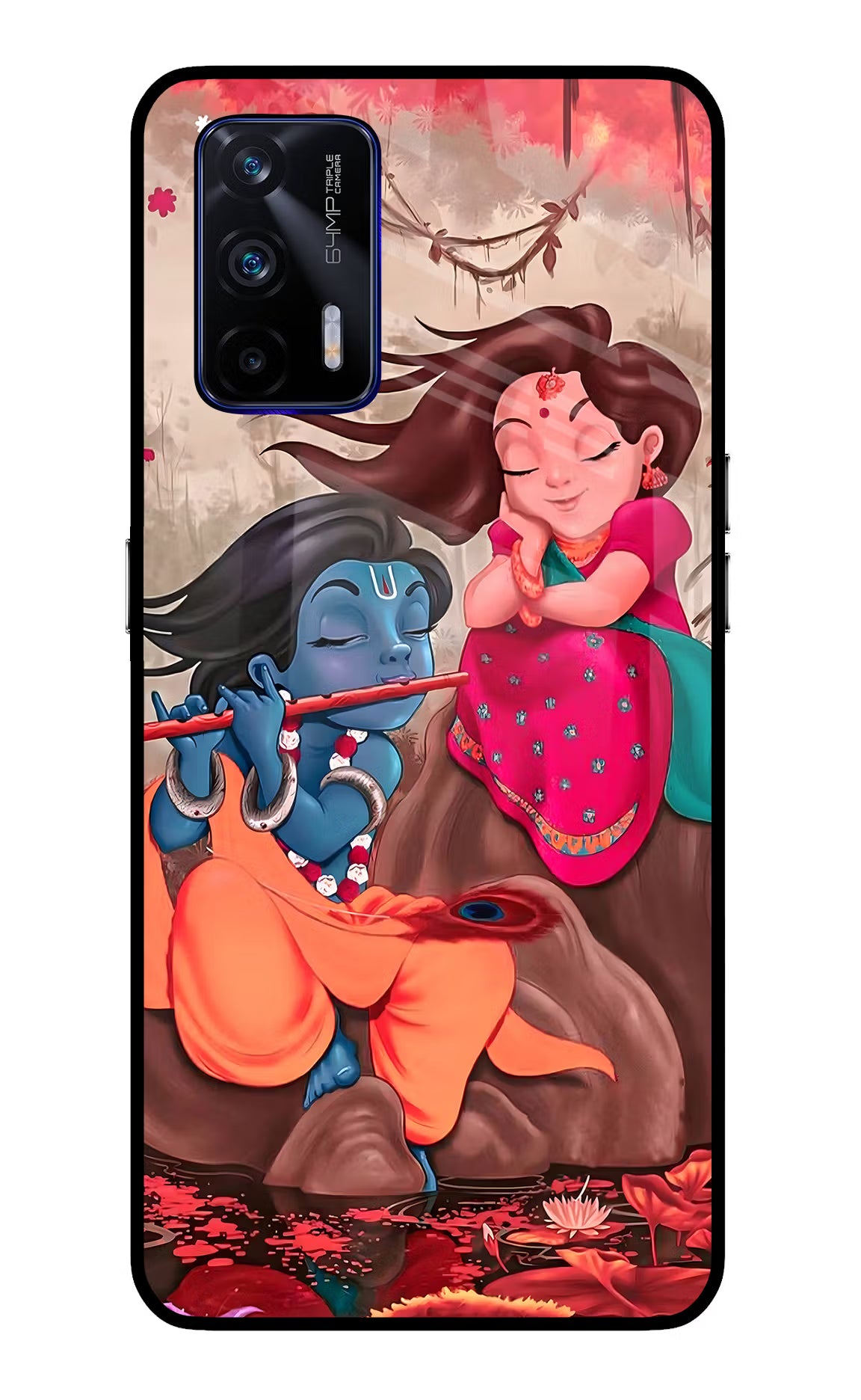 Radhe Krishna Realme GT 5G Back Cover - Radhe Krishna Realme GT 5G Glass Case Back Cover by Casekaro Radhe Krishna Realme GT 5G Glass Case Back Cover by Casekaro