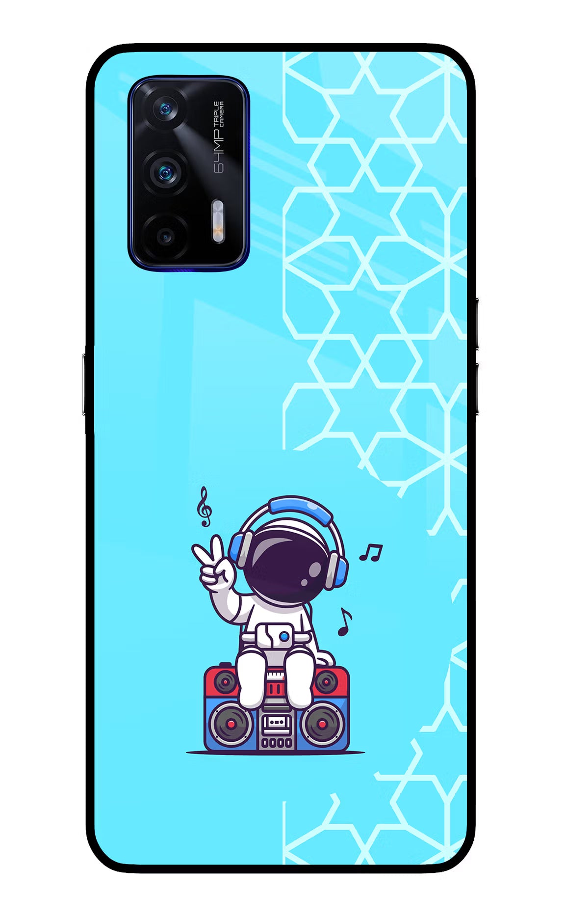 Cute Astronaut Chilling Realme GT 5G Glass Case - Cute Astronaut Chilling Realme GT 5G Glass Case Cute Astronaut Chilling Realme GT 5G Glass Case