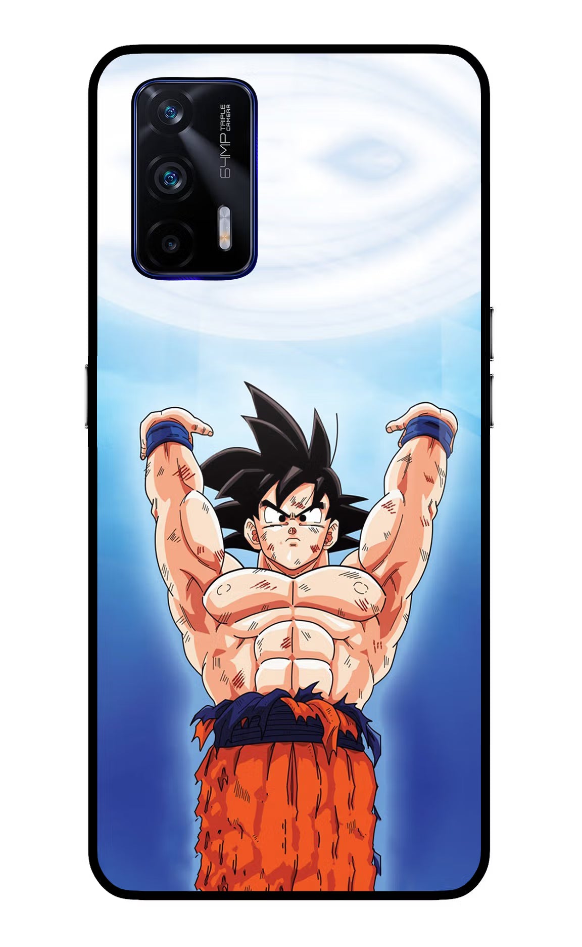 Goku Power Realme GT 5G Back Cover - Goku Power Realme GT 5G Glass Case Back Cover by Casekaro Goku Power Realme GT 5G Glass Case Back Cover by Casekaro