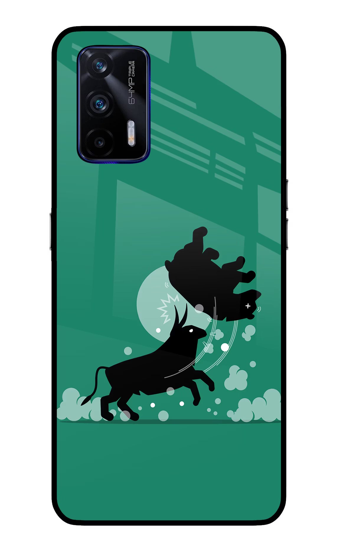 Bull Conqueror Realme GT 5G Back Cover - Bull Conqueror Realme GT 5G Glass Case Back Cover by Casekaro Bull Conqueror Realme GT 5G Glass Case Back Cover by Casekaro