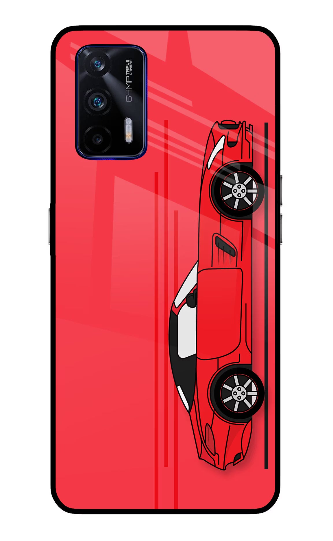 Red Velocity Realme GT 5G Back Cover - Red Velocity Realme GT 5G Glass Case Back Cover by Casekaro Red Velocity Realme GT 5G Glass Case Back Cover by Casekaro