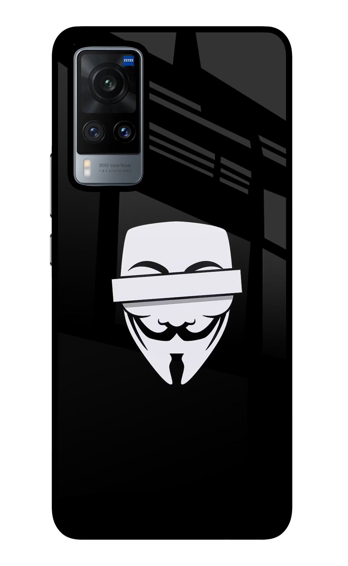 Anonymous Face Vivo X60 Back Cover - Anonymous Face Vivo X60 Glass Case Back Cover by Casekaro Anonymous Face Vivo X60 Glass Case Back Cover by Casekaro