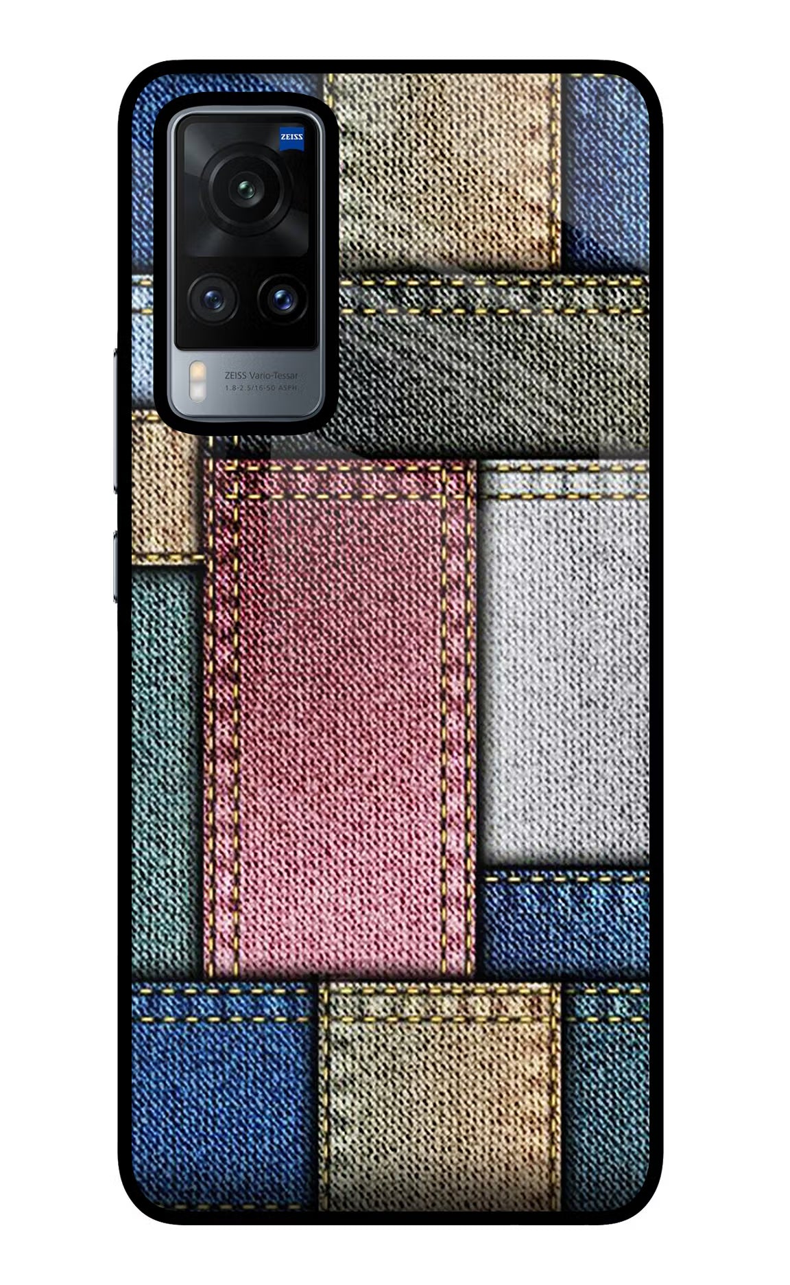 Multicolor Jeans Vivo X60 Back Cover - Multicolor Jeans Vivo X60 Glass Case Back Cover by Casekaro Multicolor Jeans Vivo X60 Glass Case Back Cover by Casekaro