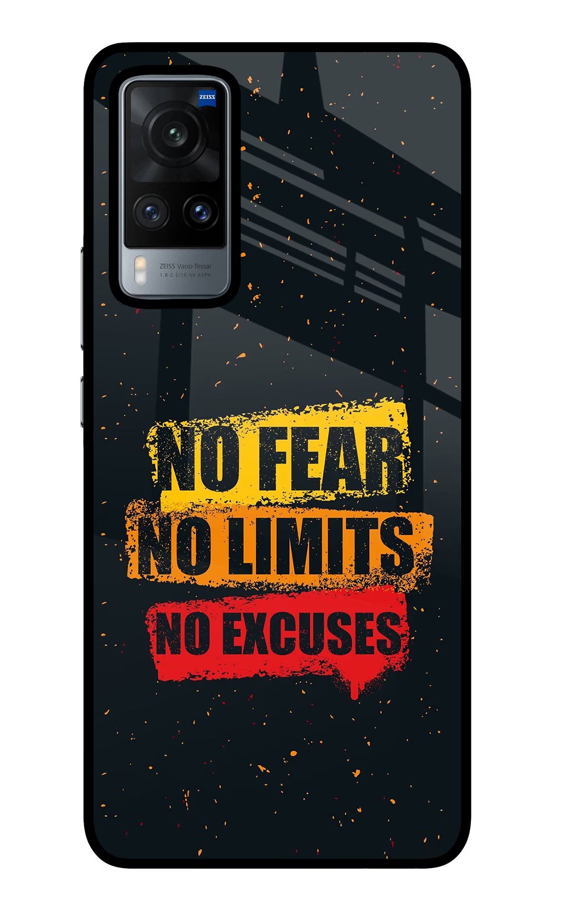 No Fear No Limits No Excuse Vivo X60 Back Cover - No Fear No Limits No Excuse Vivo X60 Glass Case Back Cover by Casekaro No Fear No Limits No Excuse Vivo X60 Glass Case Back Cover by Casekaro