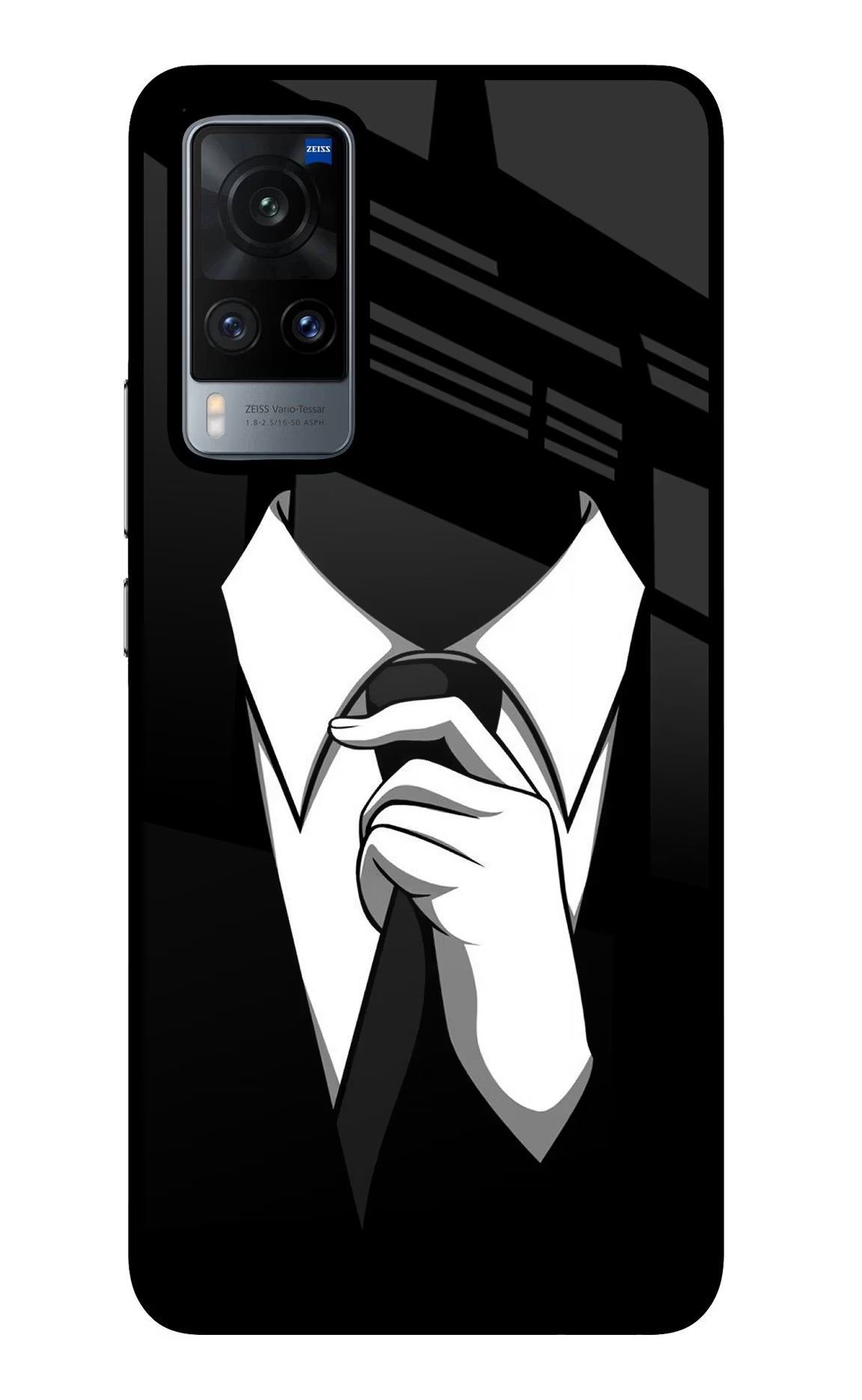 Black Tie Vivo X60 Back Cover - Black Tie Vivo X60 Glass Case Back Cover by Casekaro Black Tie Vivo X60 Glass Case Back Cover by Casekaro