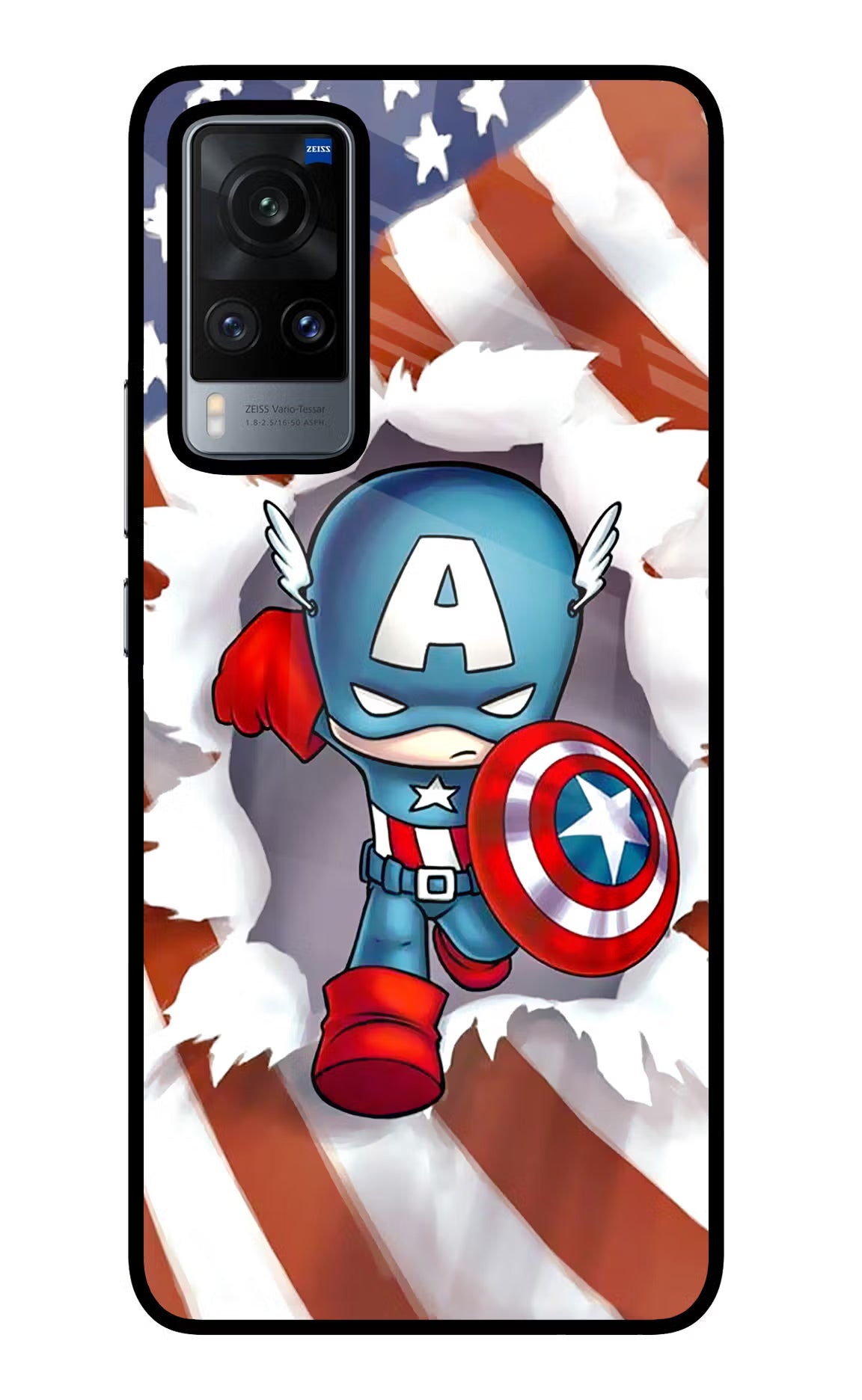 Captain America Vivo X60 Back Cover - Captain America Vivo X60 Glass Case Back Cover by Casekaro Captain America Vivo X60 Glass Case Back Cover by Casekaro
