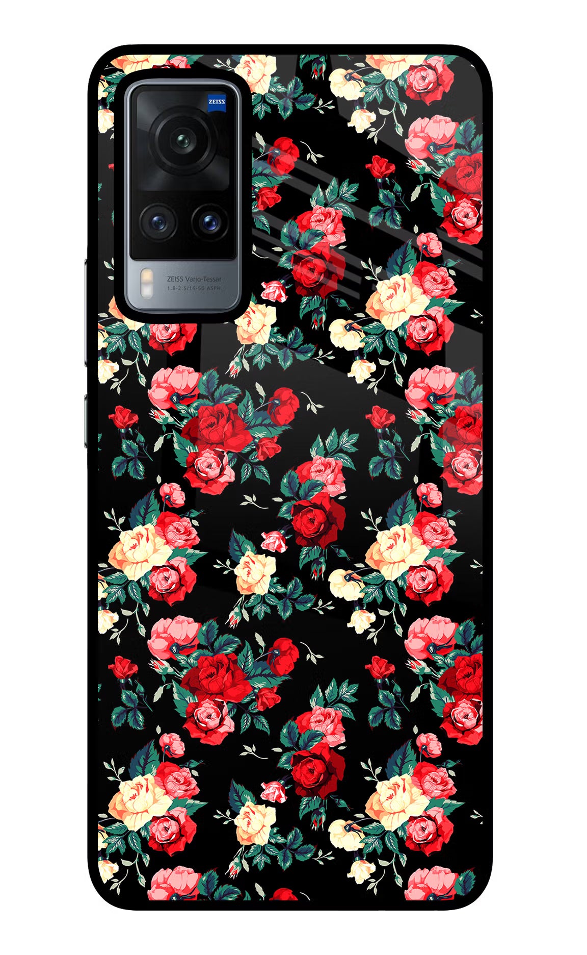 Rose Pattern Vivo X60 Glass Case - Rose Pattern Vivo X60 Glass Case Rose Pattern Vivo X60 Glass Case