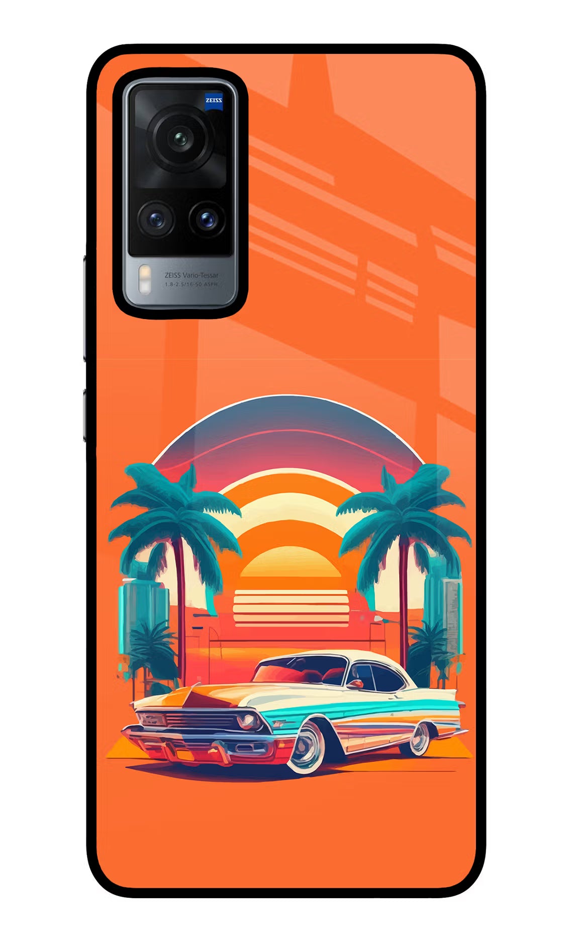 Palm Drive 80s Vivo X60 Glass Case - Palm Drive 80s Vivo X60 Glass Case Palm Drive 80s Vivo X60 Glass Case