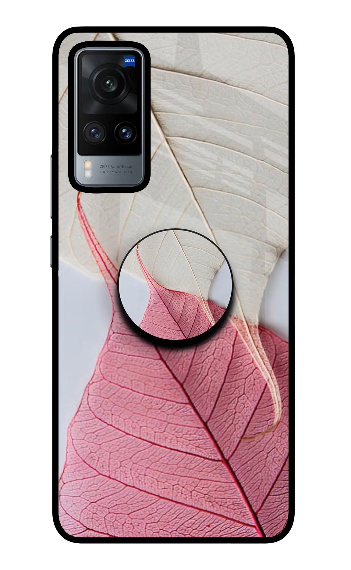White Pink Leaf Vivo X60 Pop Case - White Pink Leaf Vivo X60 Pop Case by Casekaro White Pink Leaf Vivo X60 Pop Case by Casekaro
