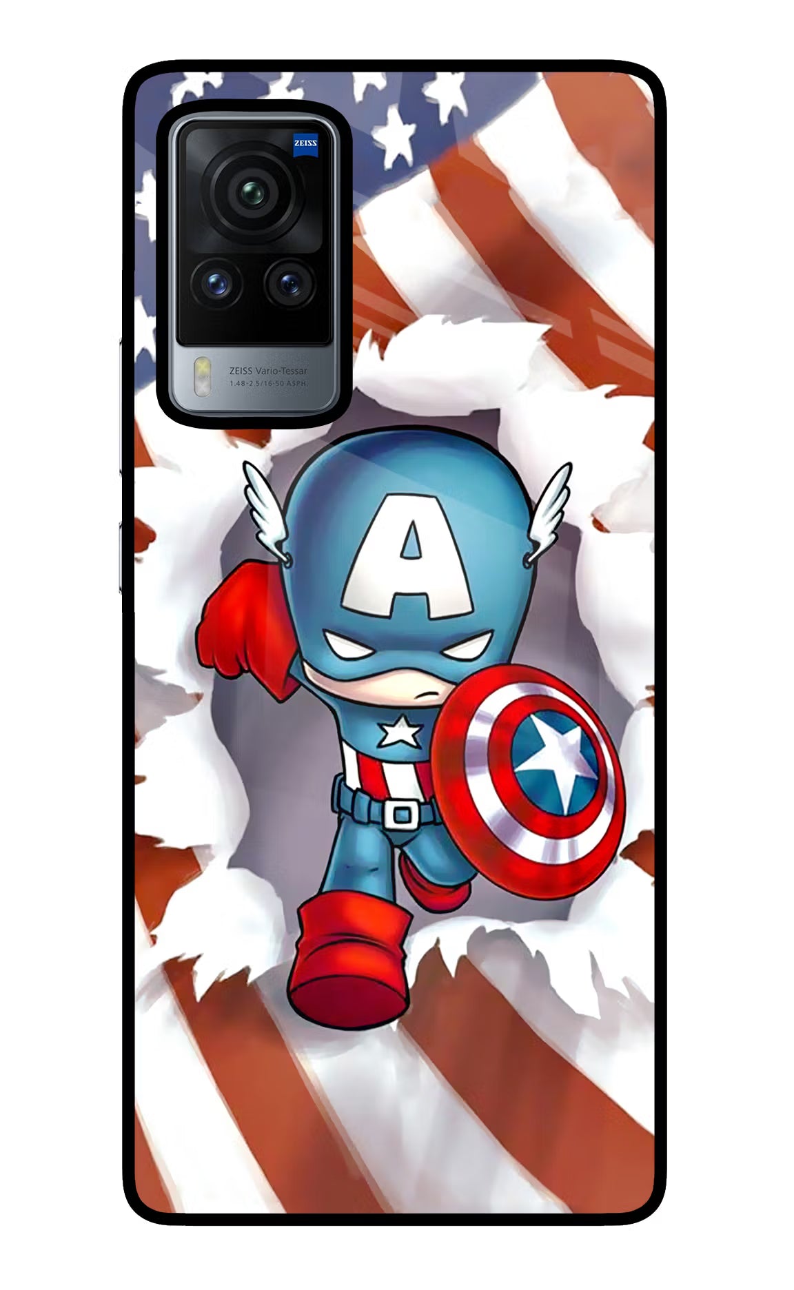 Captain America Vivo X60 Pro Back Cover - Captain America Vivo X60 Pro Glass Case Back Cover by Casekaro Captain America Vivo X60 Pro Glass Case Back Cover by Casekaro