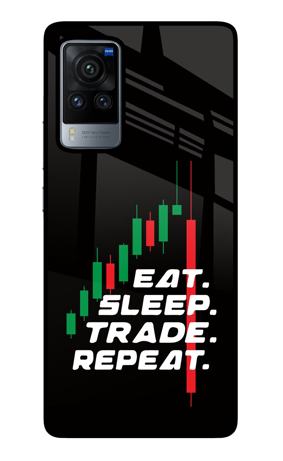 Eat Sleep Trade Repeat Vivo X60 Pro Back Cover - Eat Sleep Trade Repeat Vivo X60 Pro Glass Case Back Cover by Casekaro Eat Sleep Trade Repeat Vivo X60 Pro Glass Case Back Cover by Casekaro