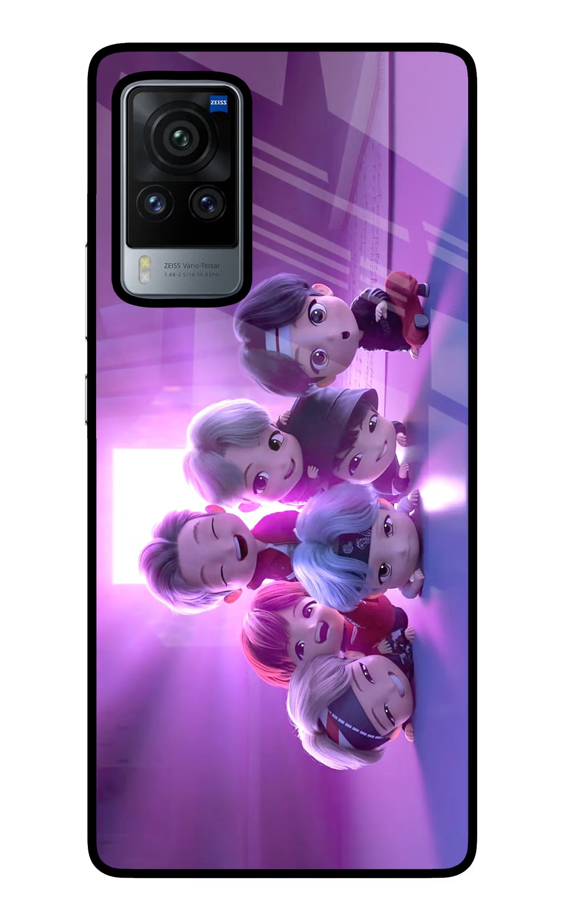 BTS Chibi Vivo X60 Pro Glass Case - BTS Chibi Vivo X60 Pro Glass Case BTS Chibi Vivo X60 Pro Glass Case