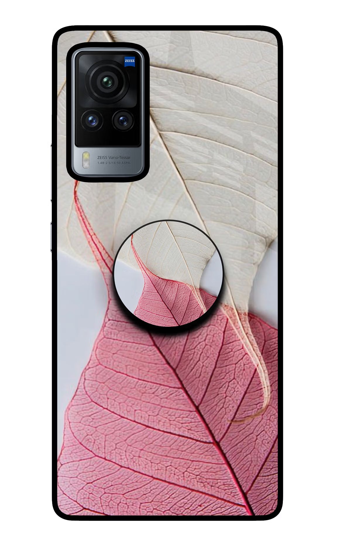 White Pink Leaf Vivo X60 Pro Pop Case - White Pink Leaf Vivo X60 Pro Pop Case by Casekaro White Pink Leaf Vivo X60 Pro Pop Case by Casekaro