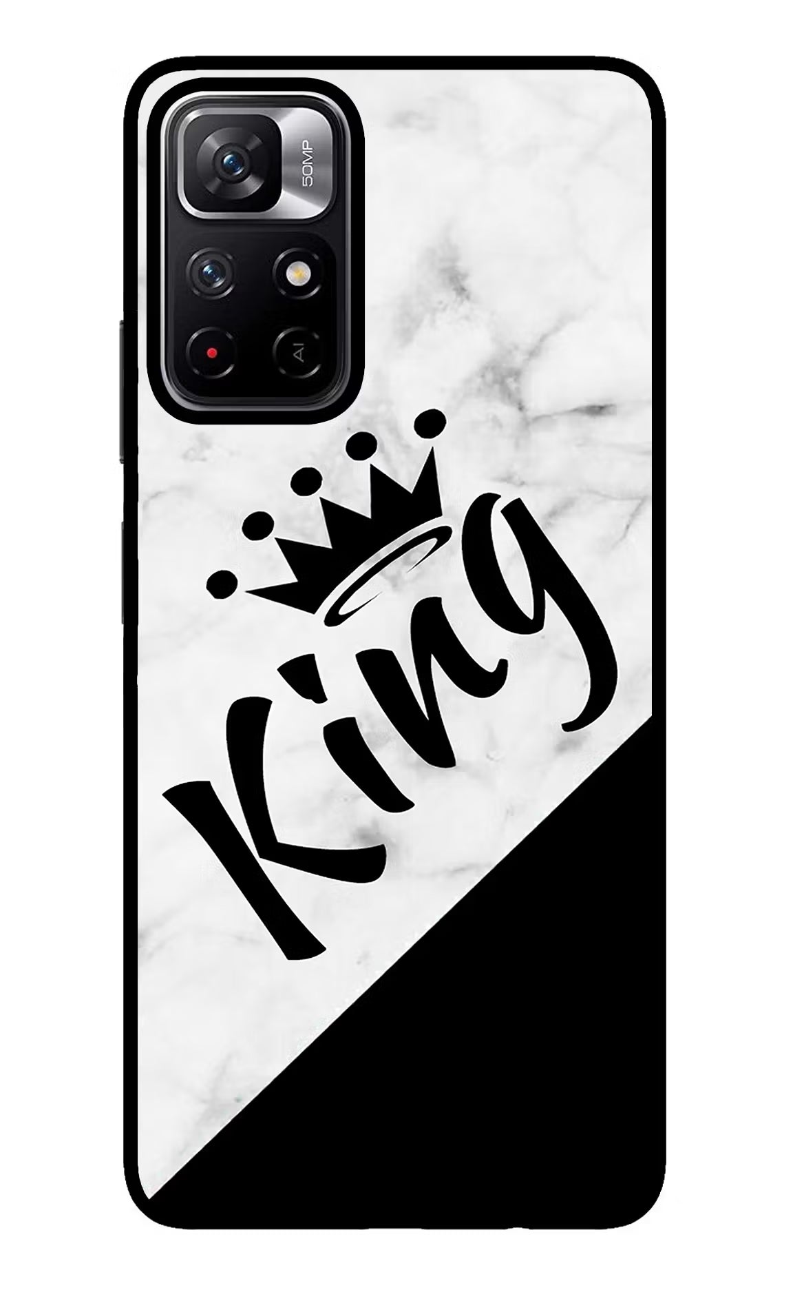 King Redmi Note 11T 5G Back Cover - King Redmi Note 11T 5G Glass Case Back Cover by Casekaro King Redmi Note 11T 5G Glass Case Back Cover by Casekaro