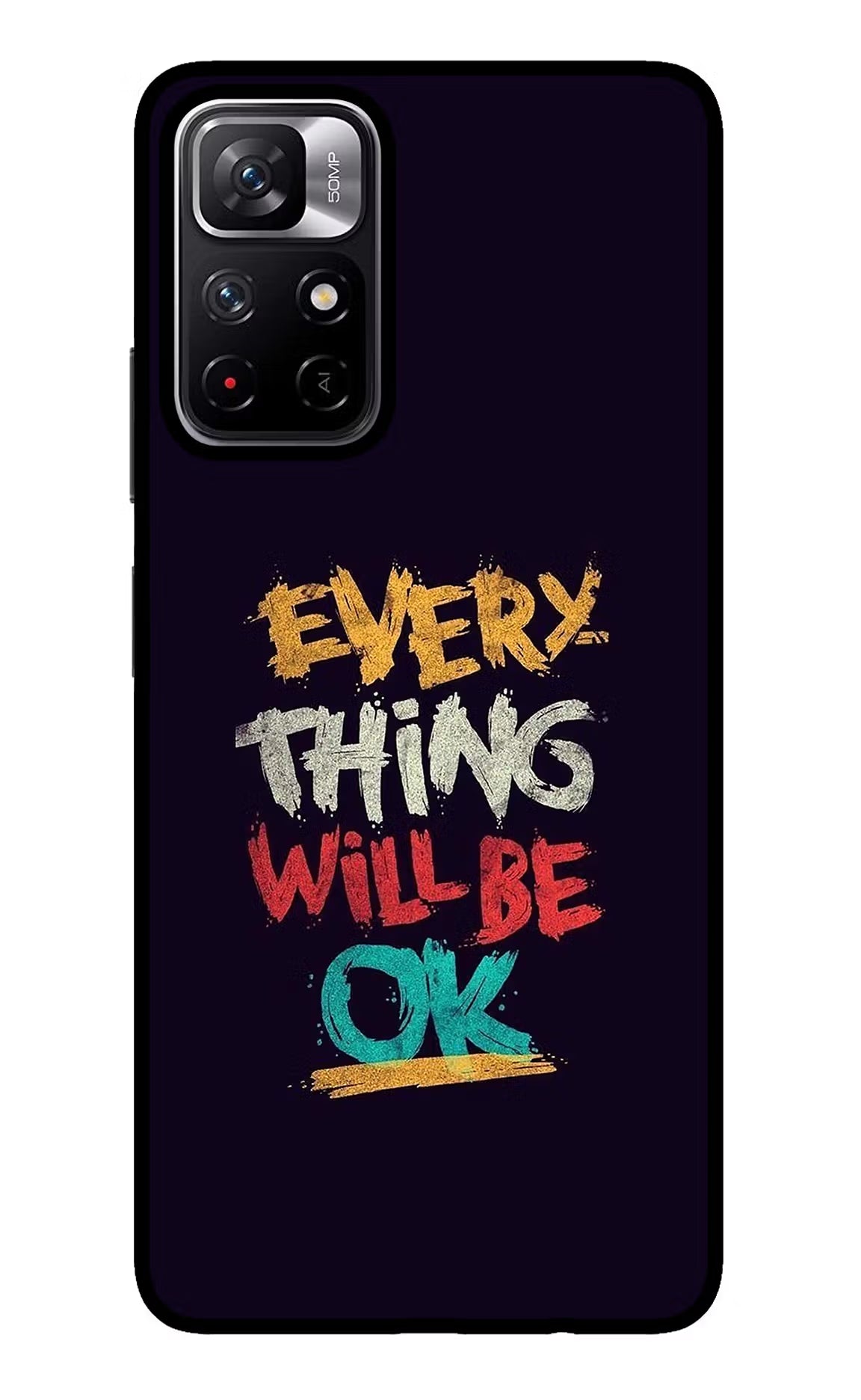 Everything Will Be Ok Redmi Note 11T 5G Back Cover - Everything Will Be Ok Redmi Note 11T 5G Glass Case Back Cover by Casekaro Everything Will Be Ok Redmi Note 11T 5G Glass Case Back Cover by Casekaro