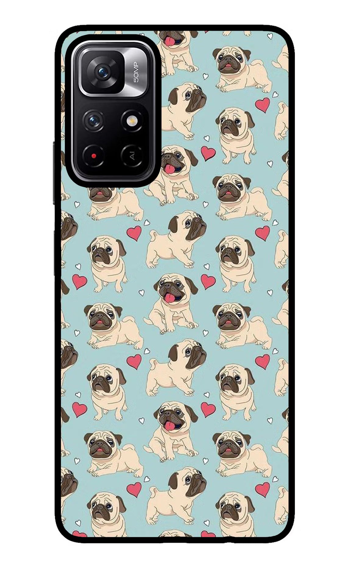 Pug Dog Redmi Note 11T 5G Back Cover - Pug Dog Redmi Note 11T 5G Glass Case Back Cover by Casekaro Pug Dog Redmi Note 11T 5G Glass Case Back Cover by Casekaro