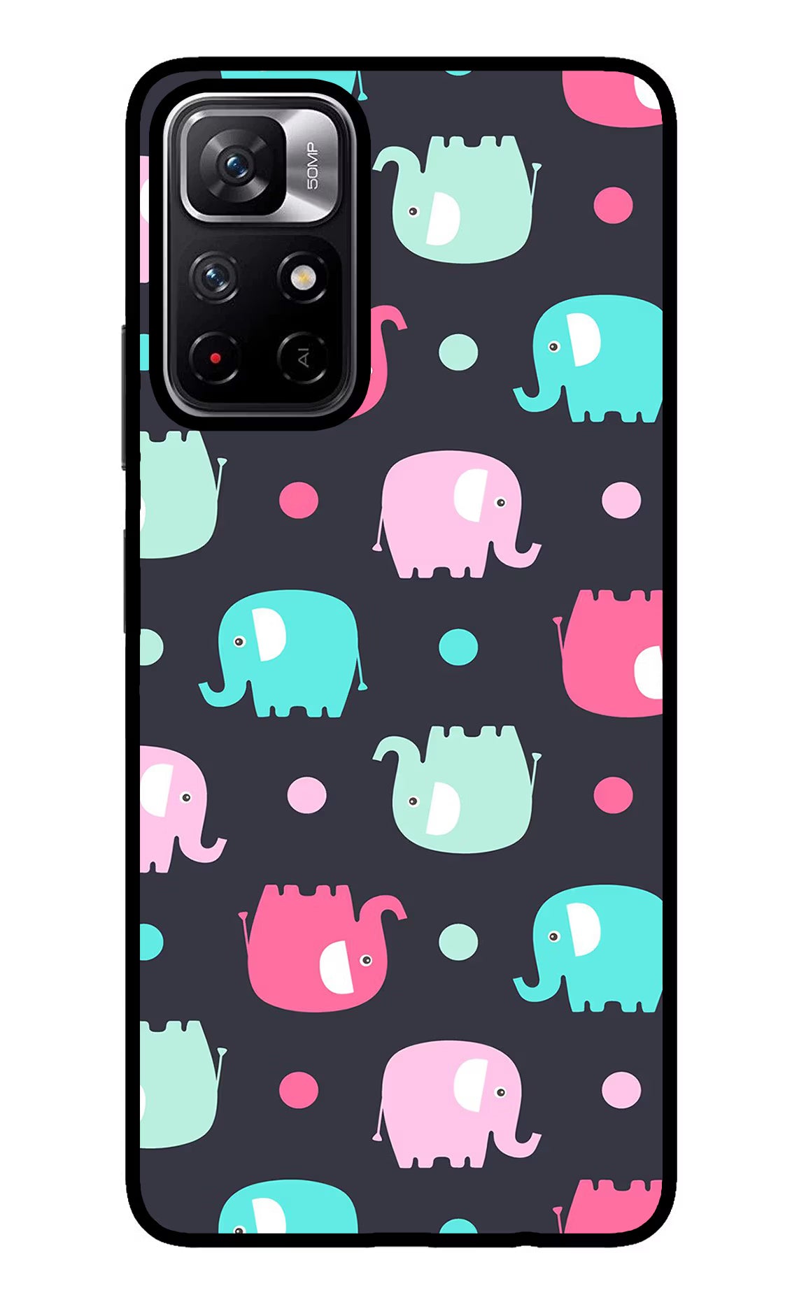 Elephants Redmi Note 11T 5G Back Cover - Elephants Redmi Note 11T 5G Glass Case Back Cover by Casekaro Elephants Redmi Note 11T 5G Glass Case Back Cover by Casekaro