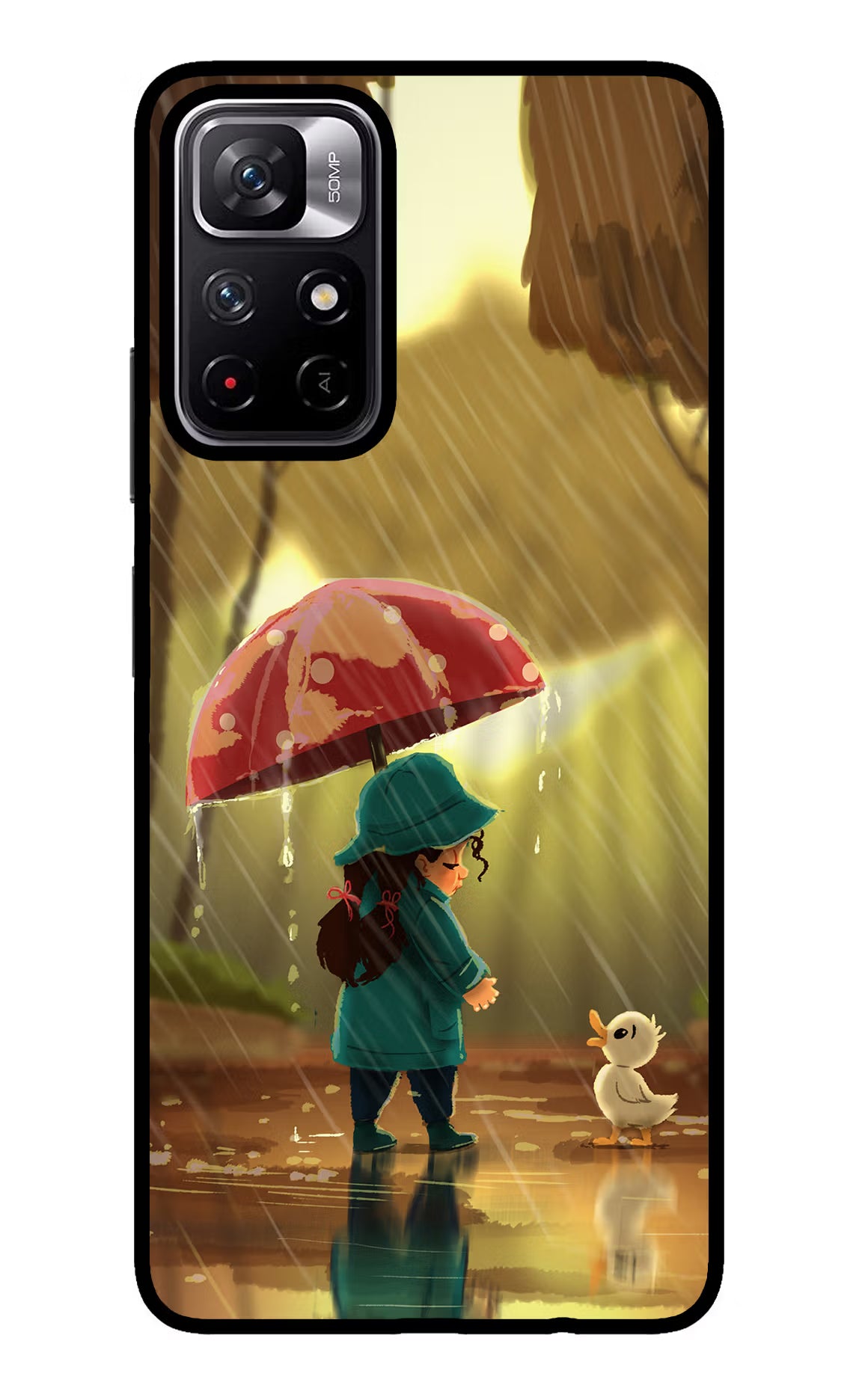 Rainy Day Redmi Note 11T 5G Back Cover - Rainy Day Redmi Note 11T 5G Glass Case Back Cover by Casekaro Rainy Day Redmi Note 11T 5G Glass Case Back Cover by Casekaro
