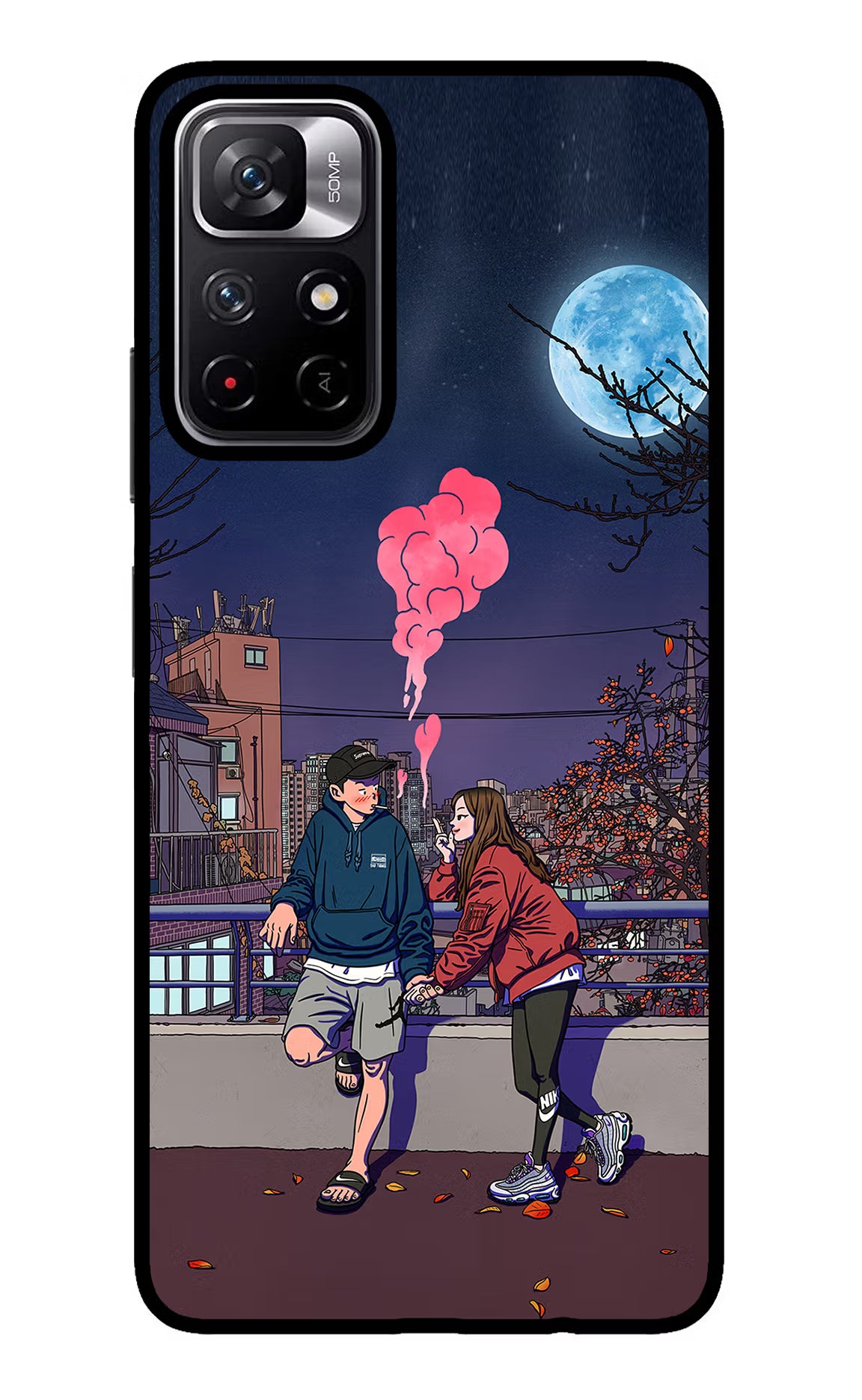Chilling Couple Redmi Note 11T 5G Back Cover - Chilling Couple Redmi Note 11T 5G Glass Case Back Cover by Casekaro Chilling Couple Redmi Note 11T 5G Glass Case Back Cover by Casekaro