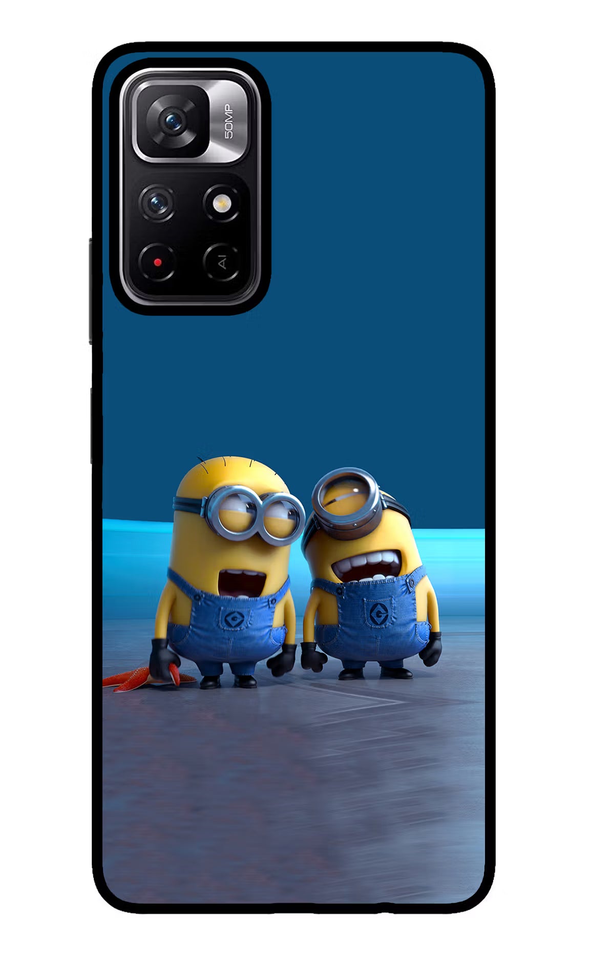 Minion Laughing Redmi Note 11T 5G Back Cover - Minion Laughing Redmi Note 11T 5G Glass Case Back Cover by Casekaro Minion Laughing Redmi Note 11T 5G Glass Case Back Cover by Casekaro