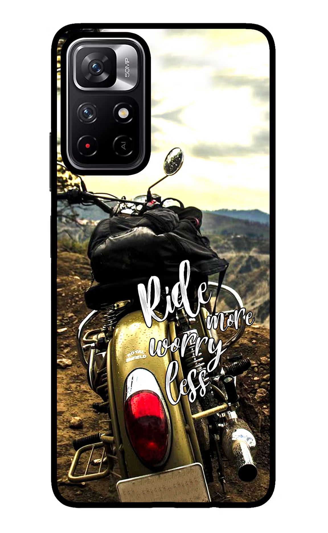 Ride More Worry Less Redmi Note 11T 5G Back Cover - Ride More Worry Less Redmi Note 11T 5G Glass Case Back Cover by Casekaro Ride More Worry Less Redmi Note 11T 5G Glass Case Back Cover by Casekaro