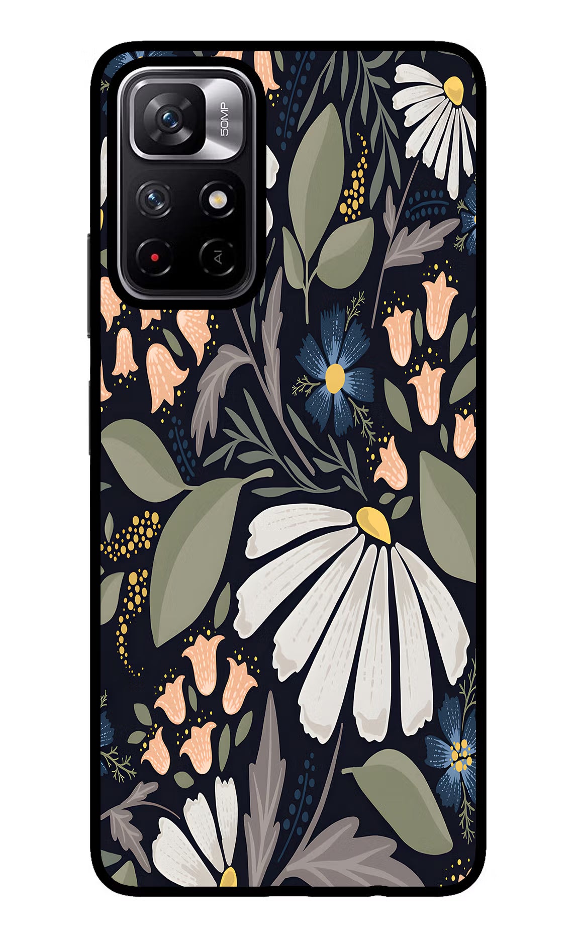 Flowers Art Redmi Note 11T 5G Back Cover - Flowers Art Redmi Note 11T 5G Glass Case Back Cover by Casekaro Flowers Art Redmi Note 11T 5G Glass Case Back Cover by Casekaro