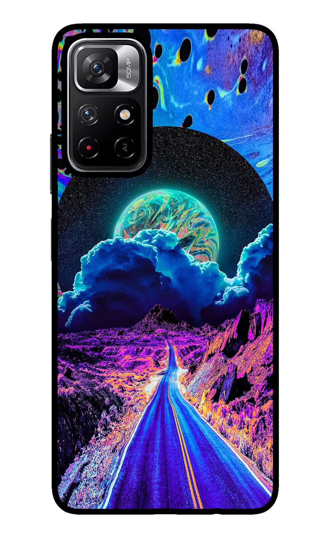 Psychedelic Painting Redmi Note 11T 5G Back Cover - Psychedelic Painting Redmi Note 11T 5G Glass Case Back Cover by Casekaro Psychedelic Painting Redmi Note 11T 5G Glass Case Back Cover by Casekaro