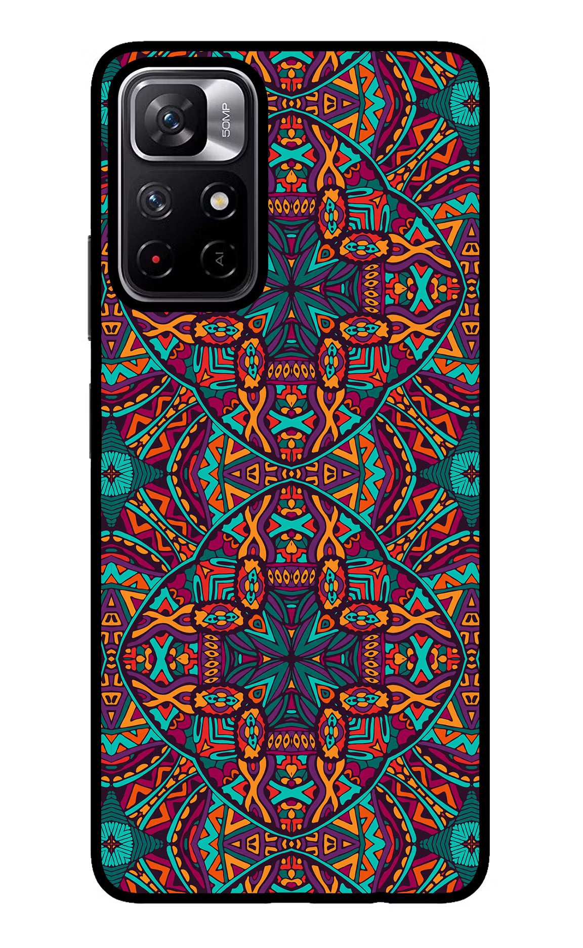 Colour Mandala Redmi Note 11T 5G Back Cover - Colour Mandala Redmi Note 11T 5G Glass Case Back Cover by Casekaro Colour Mandala Redmi Note 11T 5G Glass Case Back Cover by Casekaro