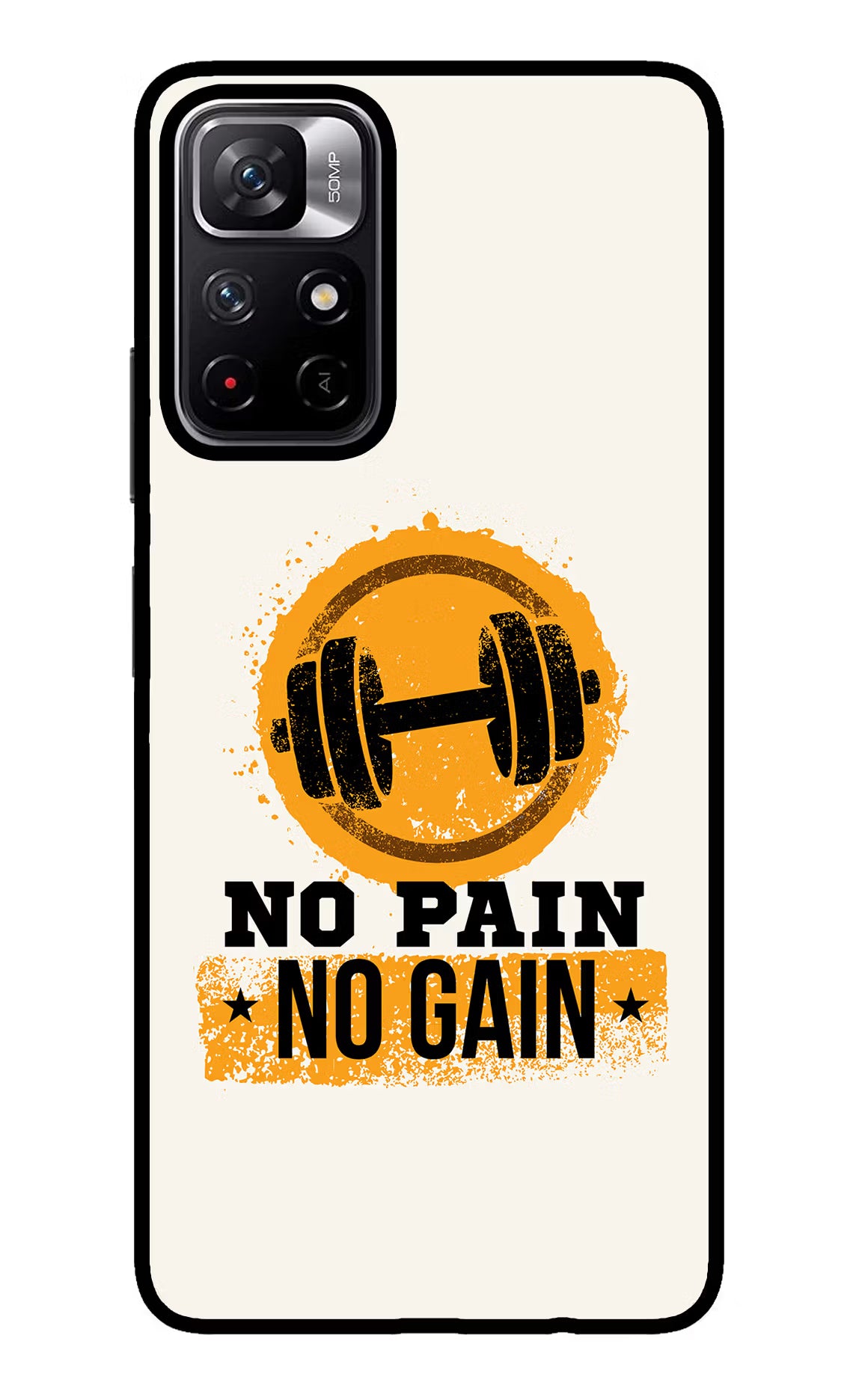 No Pain No Gain Redmi Note 11T 5G Back Cover - No Pain No Gain Redmi Note 11T 5G Glass Case Back Cover by Casekaro No Pain No Gain Redmi Note 11T 5G Glass Case Back Cover by Casekaro