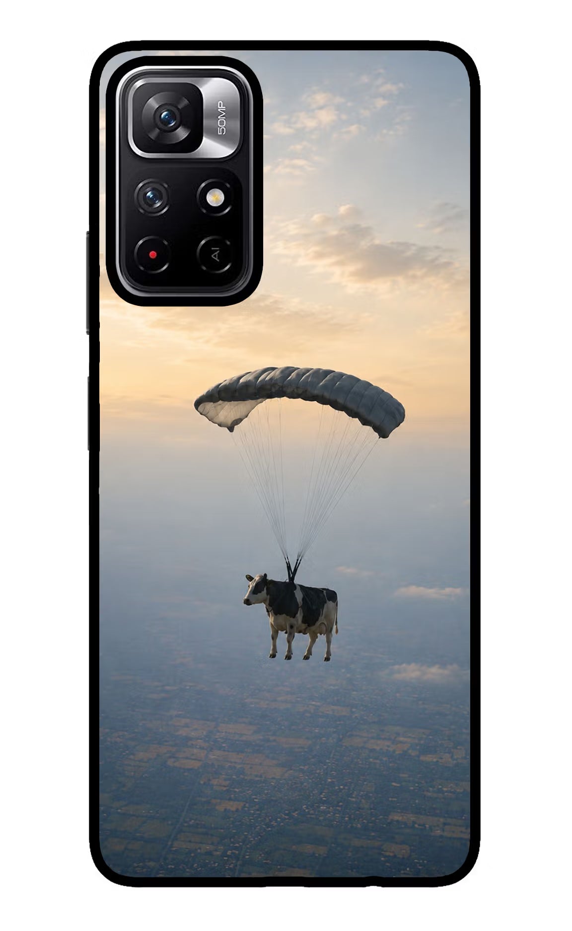 Skydiving Cow Redmi Note 11T 5G Glass Case - Skydiving Cow Redmi Note 11T 5G Glass Case Skydiving Cow Redmi Note 11T 5G Glass Case