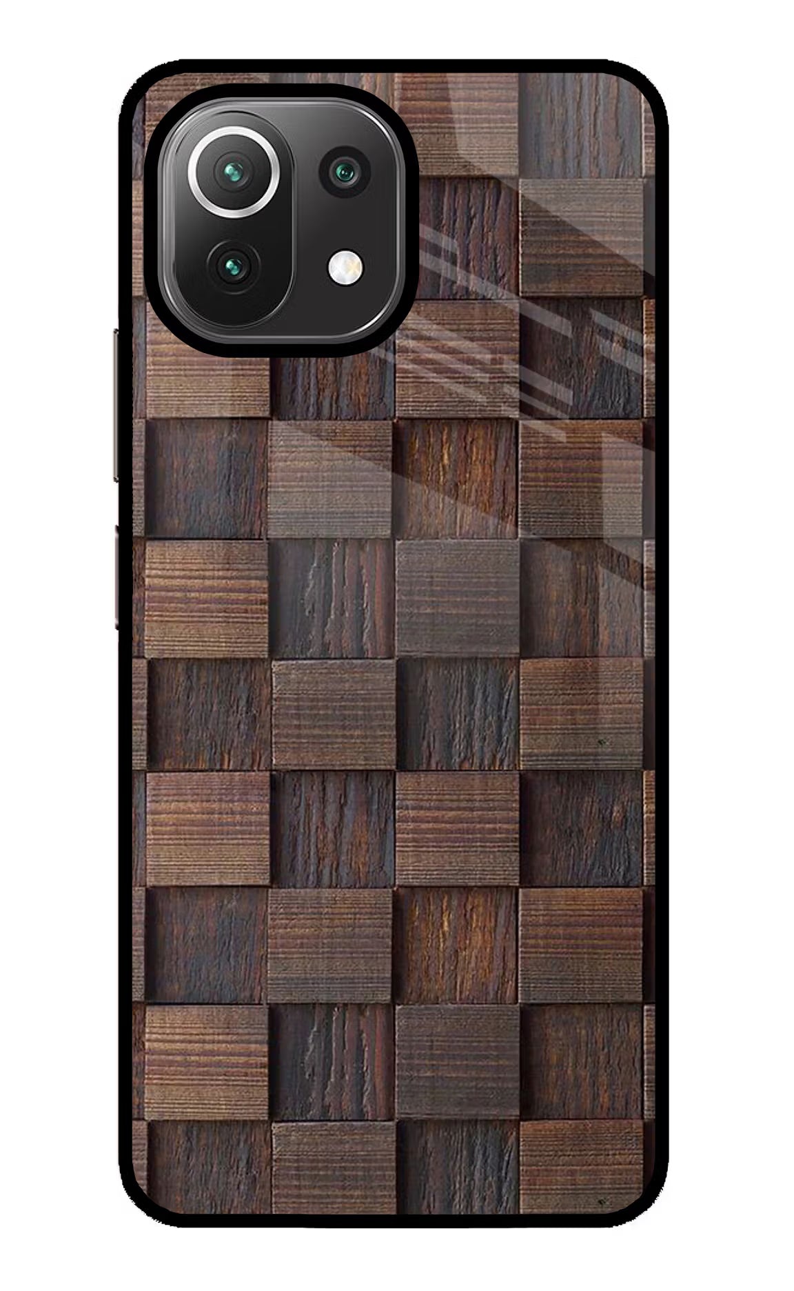 Wooden Cube Design Mi 11 Lite NE 5G Glass Case - Wooden Cube Design Mi 11 Lite NE 5G Glass Case Wooden Cube Design Mi 11 Lite NE 5G Glass Case