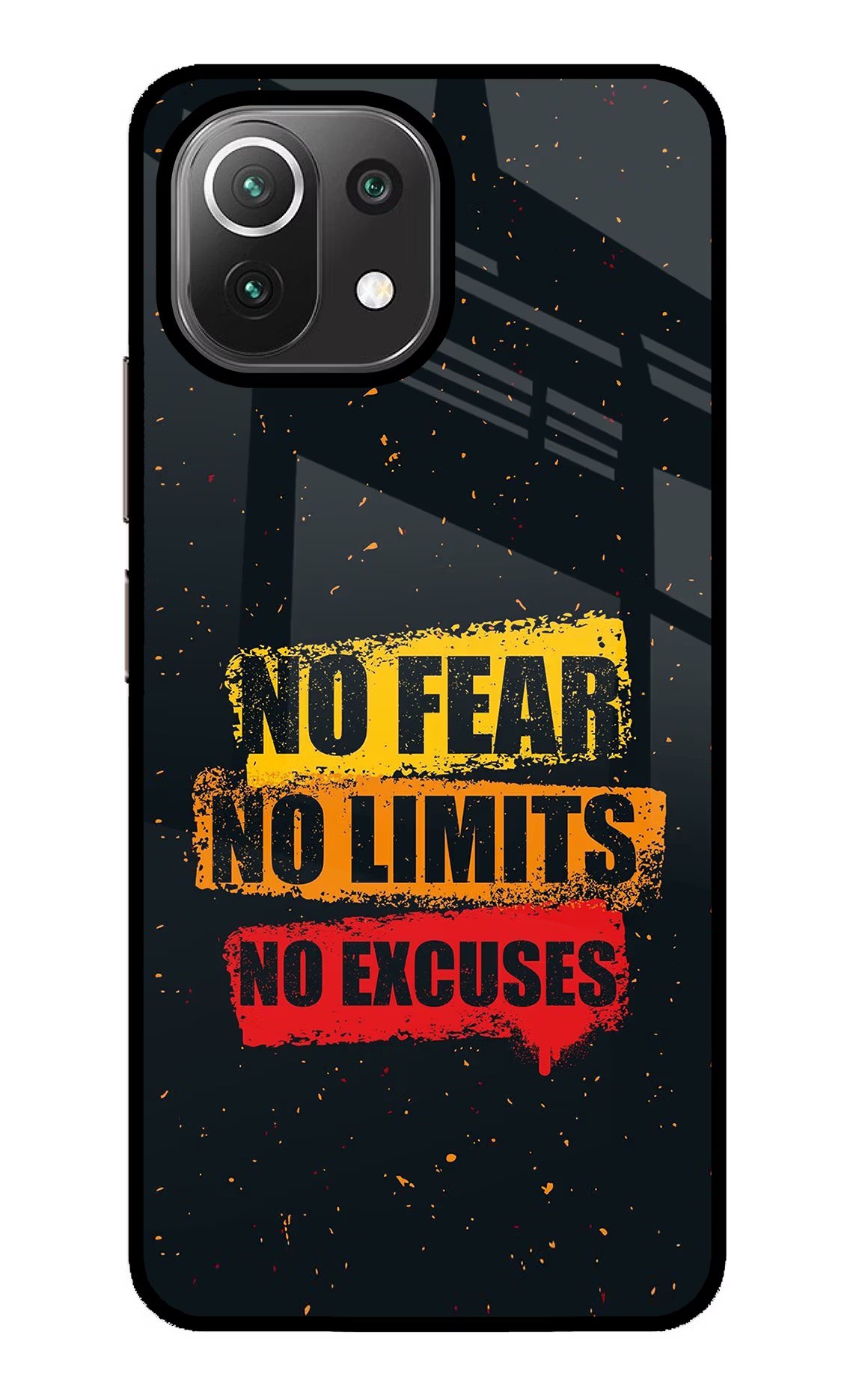 No Fear No Limits No Excuse Mi 11 Lite NE 5G Back Cover - No Fear No Limits No Excuse Mi 11 Lite NE 5G Glass Case Back Cover by Casekaro No Fear No Limits No Excuse Mi 11 Lite NE 5G Glass Case Back Cover by Casekaro
