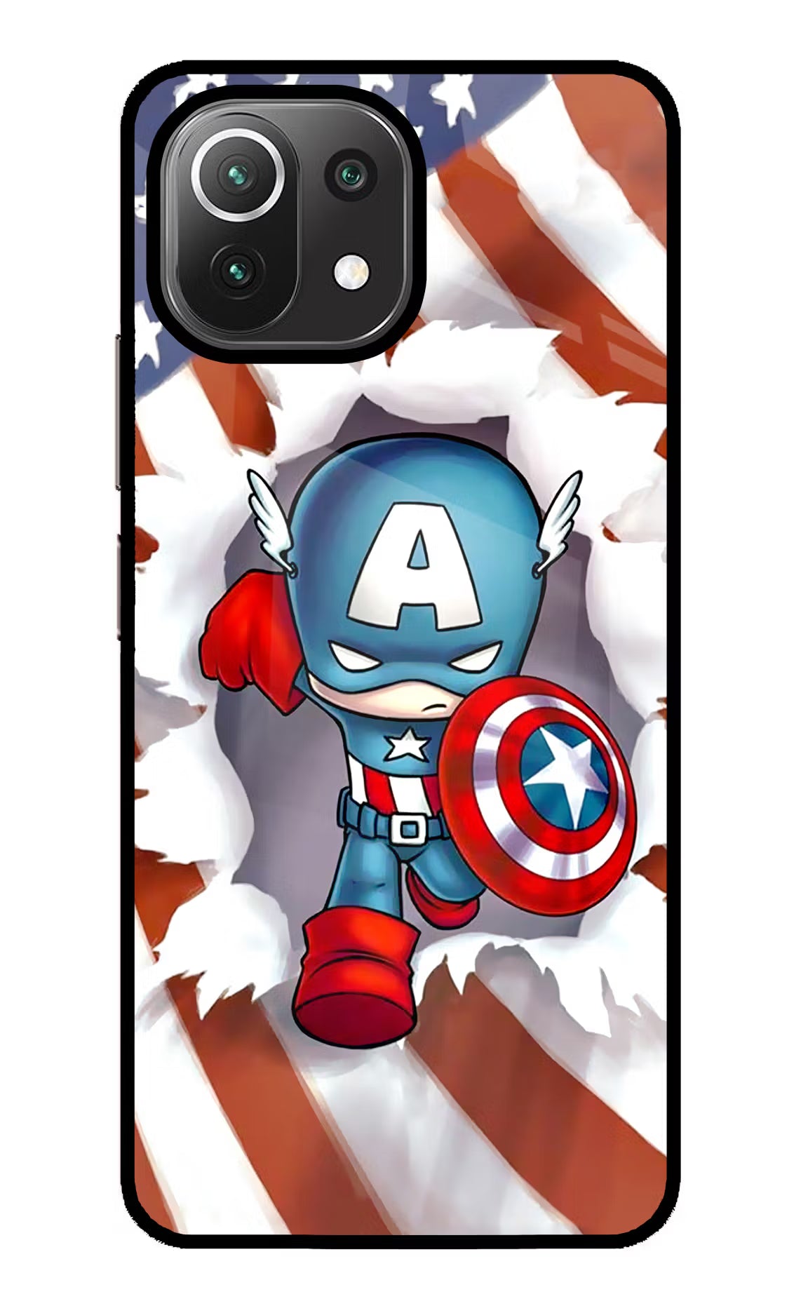 Captain America Mi 11 Lite NE 5G Glass Case - Captain America Mi 11 Lite NE 5G Glass Case Captain America Mi 11 Lite NE 5G Glass Case