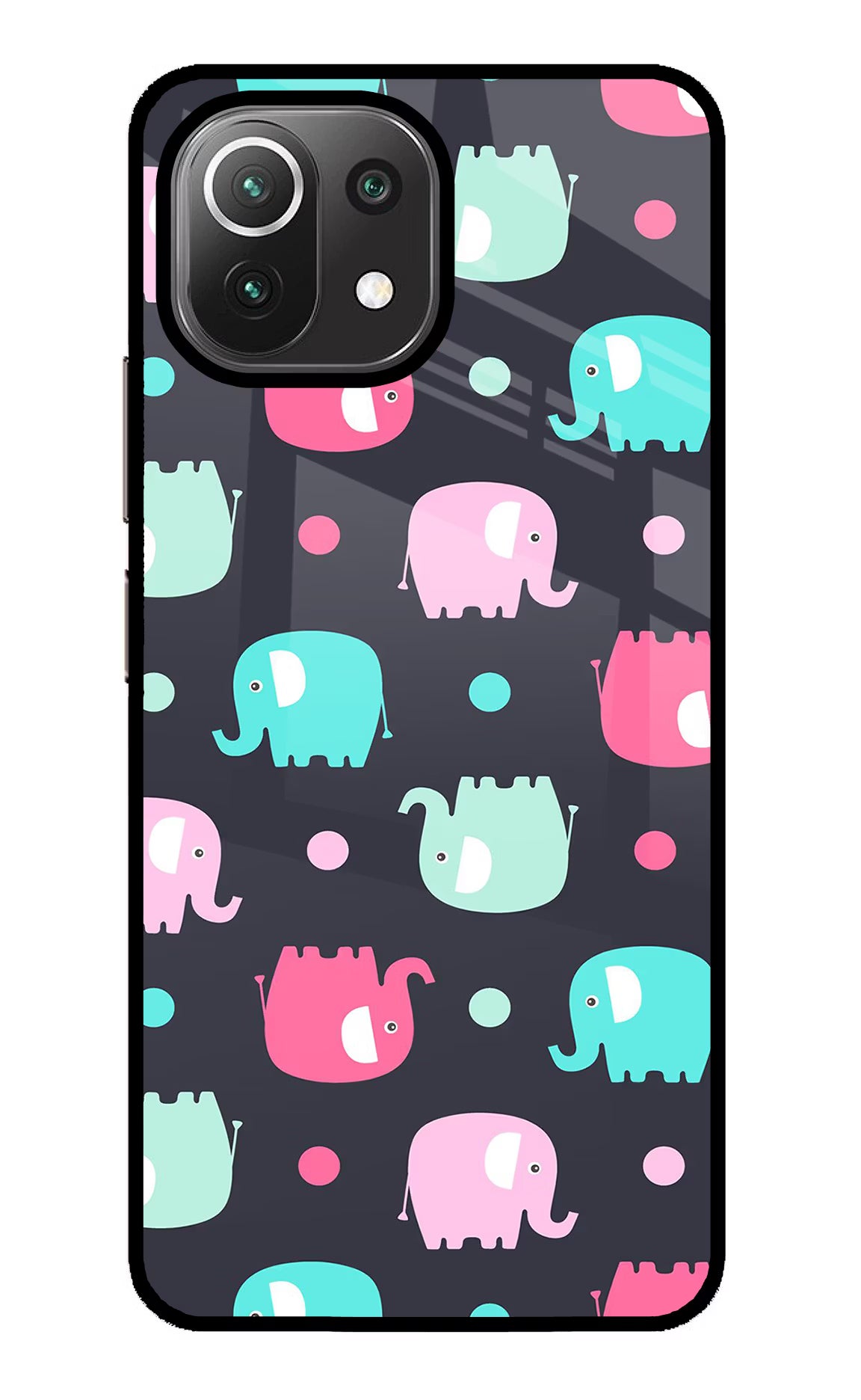 Elephants Mi 11 Lite NE 5G Back Cover - Elephants Mi 11 Lite NE 5G Glass Case Back Cover by Casekaro Elephants Mi 11 Lite NE 5G Glass Case Back Cover by Casekaro