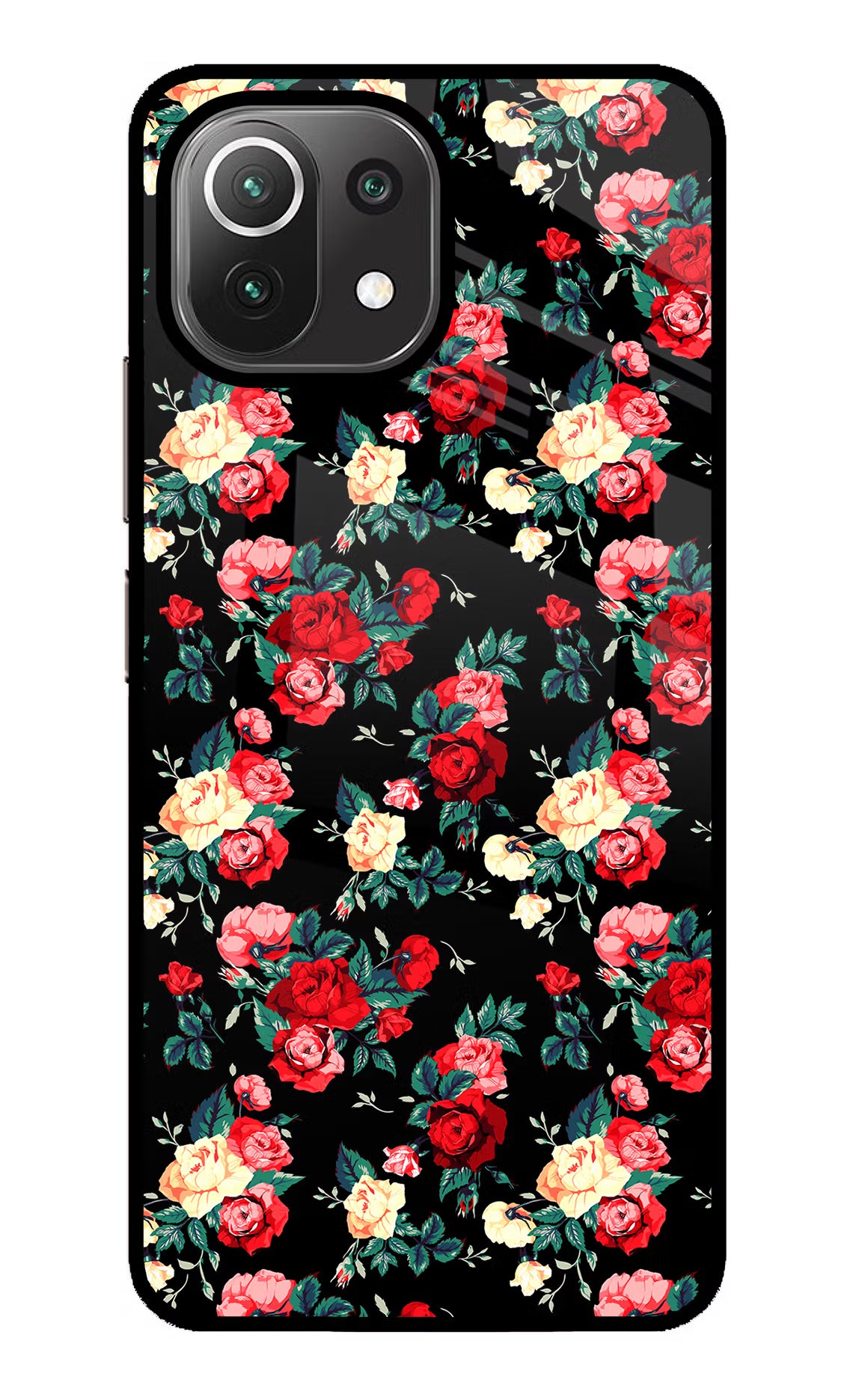 Rose Pattern Mi 11 Lite NE 5G Back Cover - Rose Pattern Mi 11 Lite NE 5G Glass Case Back Cover by Casekaro Rose Pattern Mi 11 Lite NE 5G Glass Case Back Cover by Casekaro