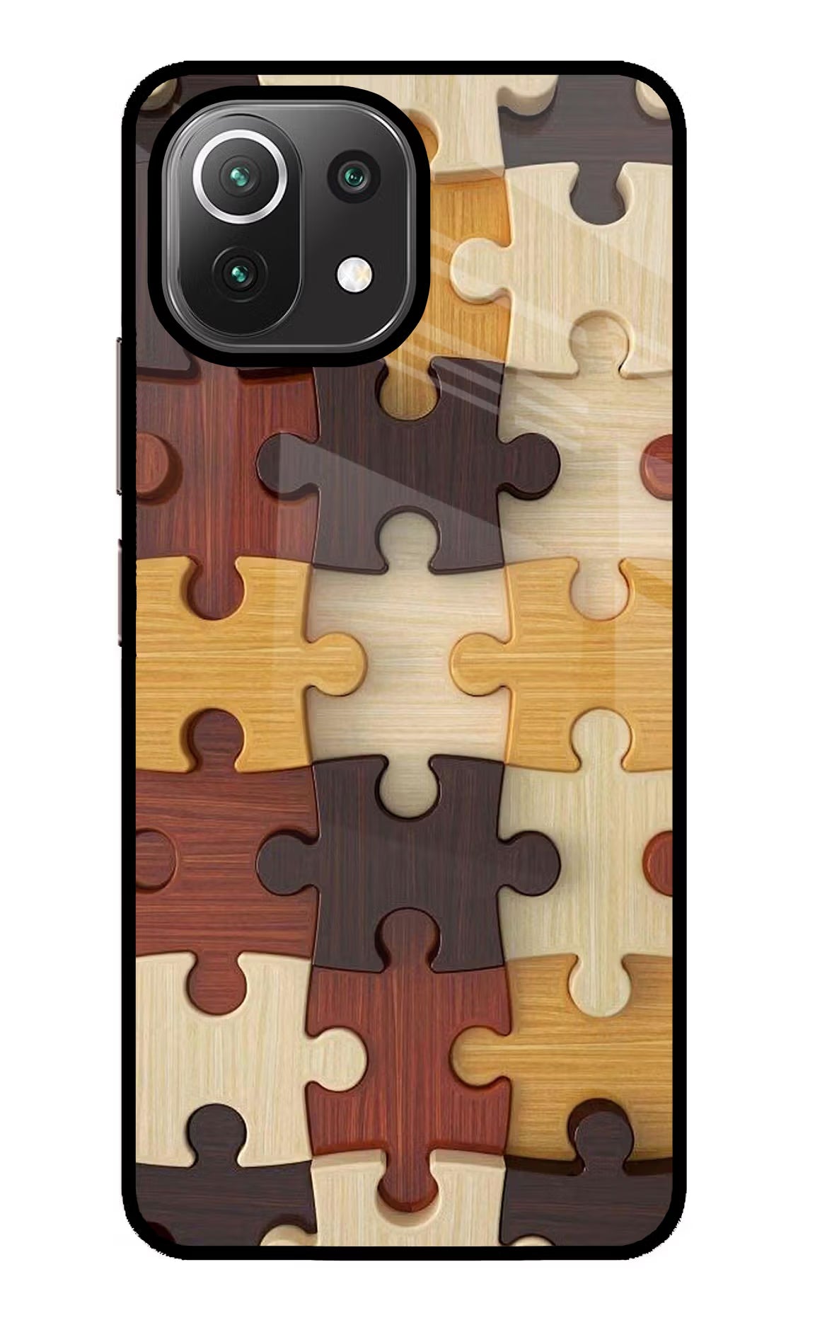 Wooden Puzzle Mi 11 Lite NE 5G Back Cover - Wooden Puzzle Mi 11 Lite NE 5G Glass Case Back Cover by Casekaro Wooden Puzzle Mi 11 Lite NE 5G Glass Case Back Cover by Casekaro
