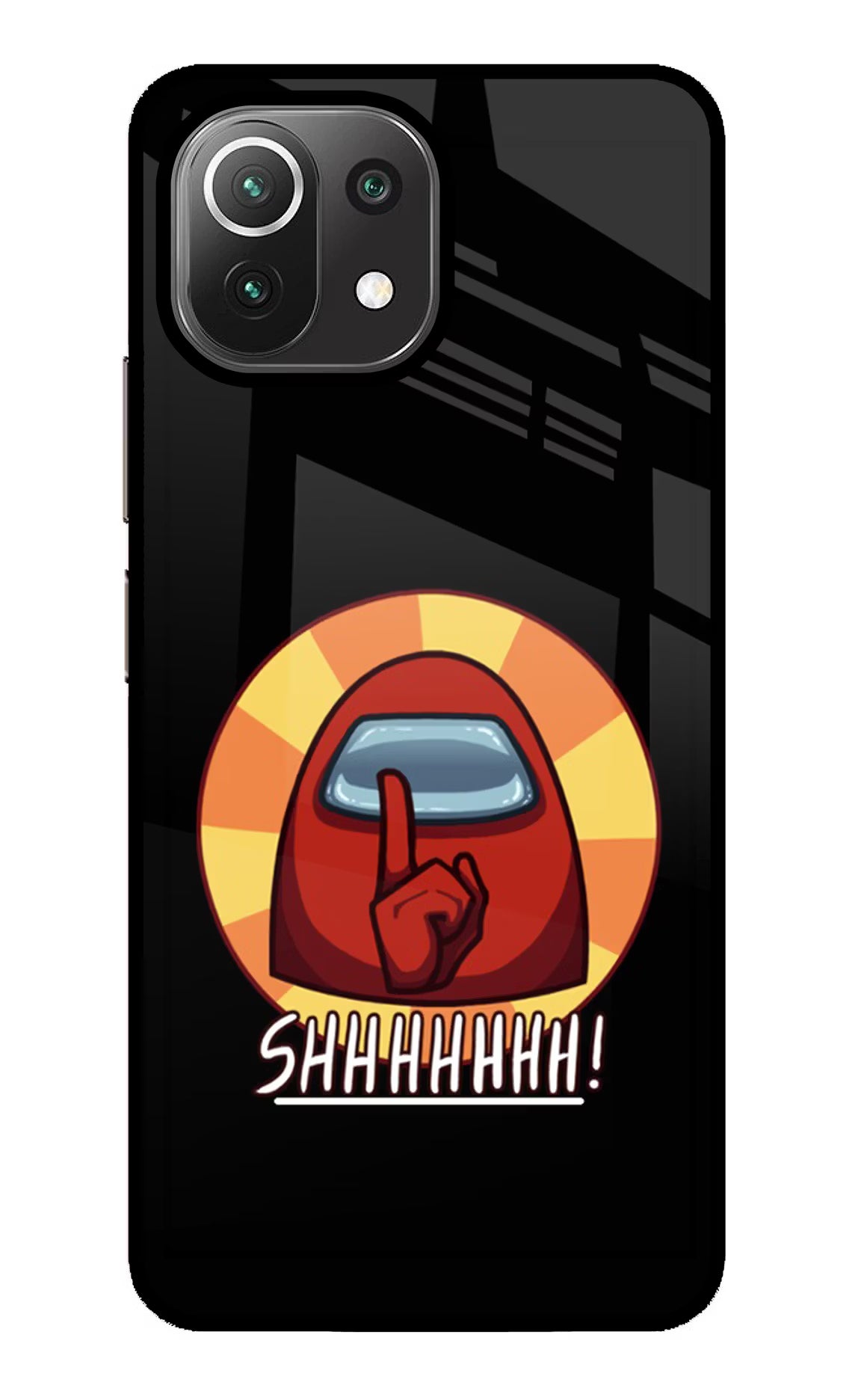 Among Us Shhh! Mi 11 Lite NE 5G Back Cover - Among Us Shhh! Mi 11 Lite NE 5G Glass Case Back Cover by Casekaro Among Us Shhh! Mi 11 Lite NE 5G Glass Case Back Cover by Casekaro