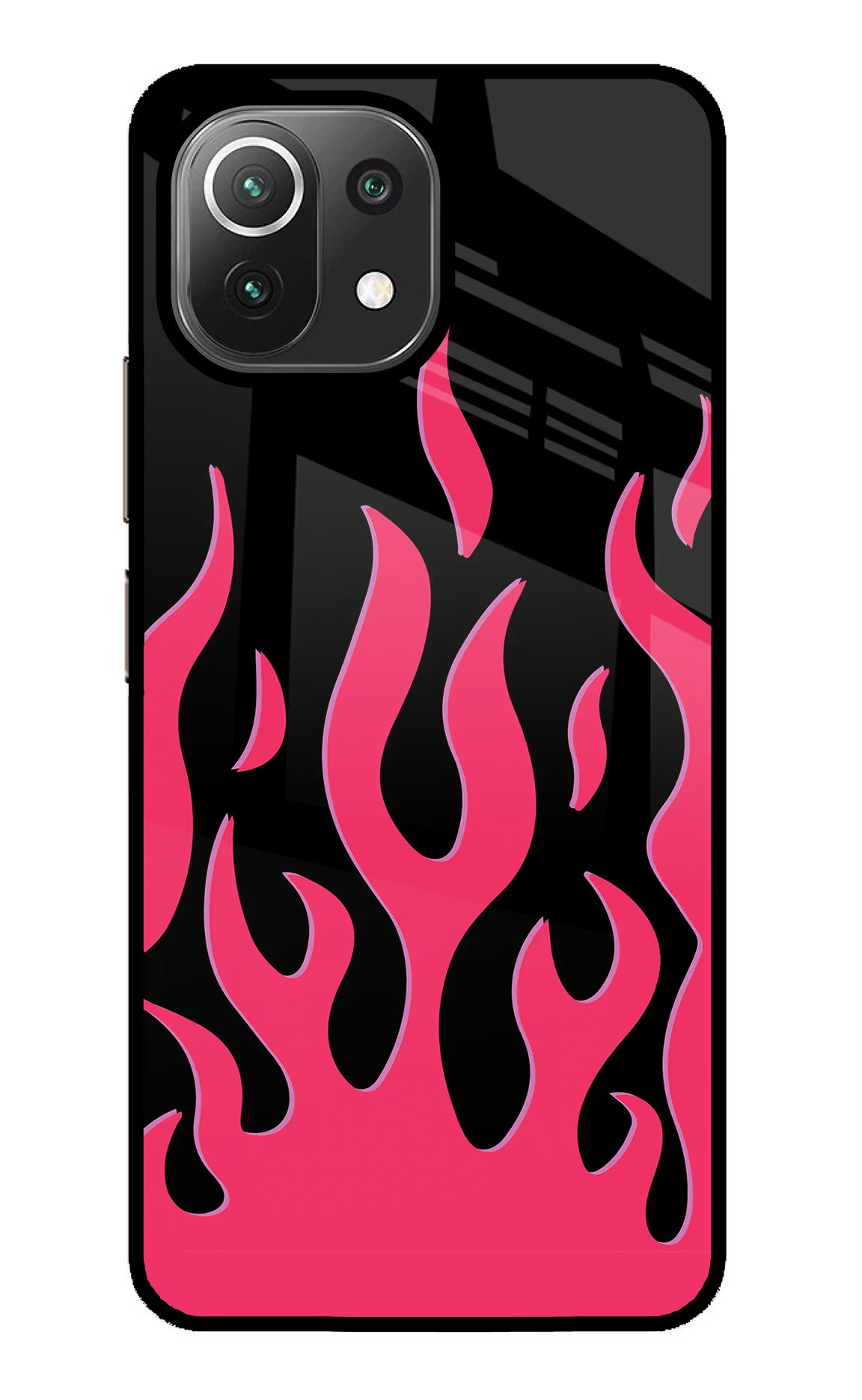 Fire Flames Mi 11 Lite NE 5G Back Cover - Fire Flames Mi 11 Lite NE 5G Glass Case Back Cover by Casekaro Fire Flames Mi 11 Lite NE 5G Glass Case Back Cover by Casekaro