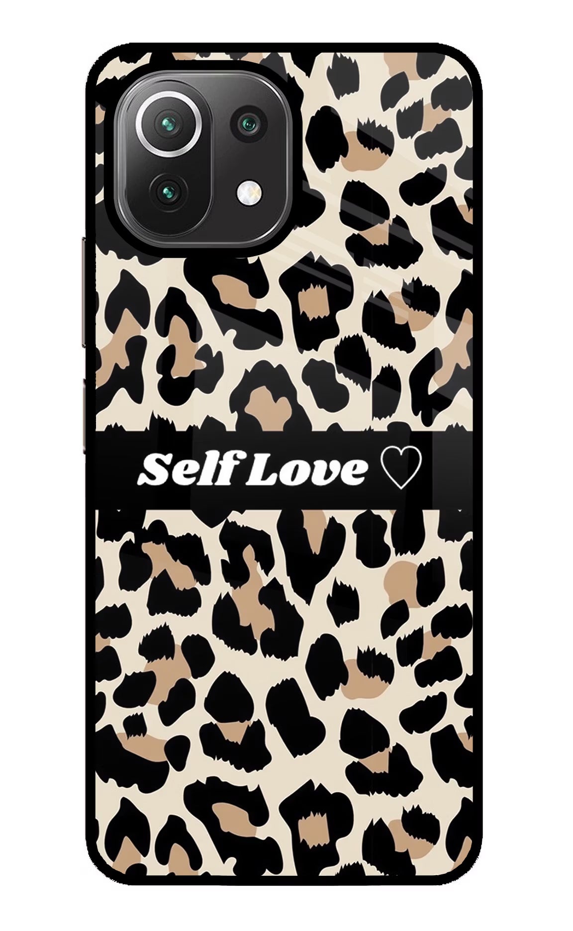 Leopard Print Self Love Mi 11 Lite NE 5G Back Cover - Leopard Print Self Love Mi 11 Lite NE 5G Glass Case Back Cover by Casekaro Leopard Print Self Love Mi 11 Lite NE 5G Glass Case Back Cover by Casekaro
