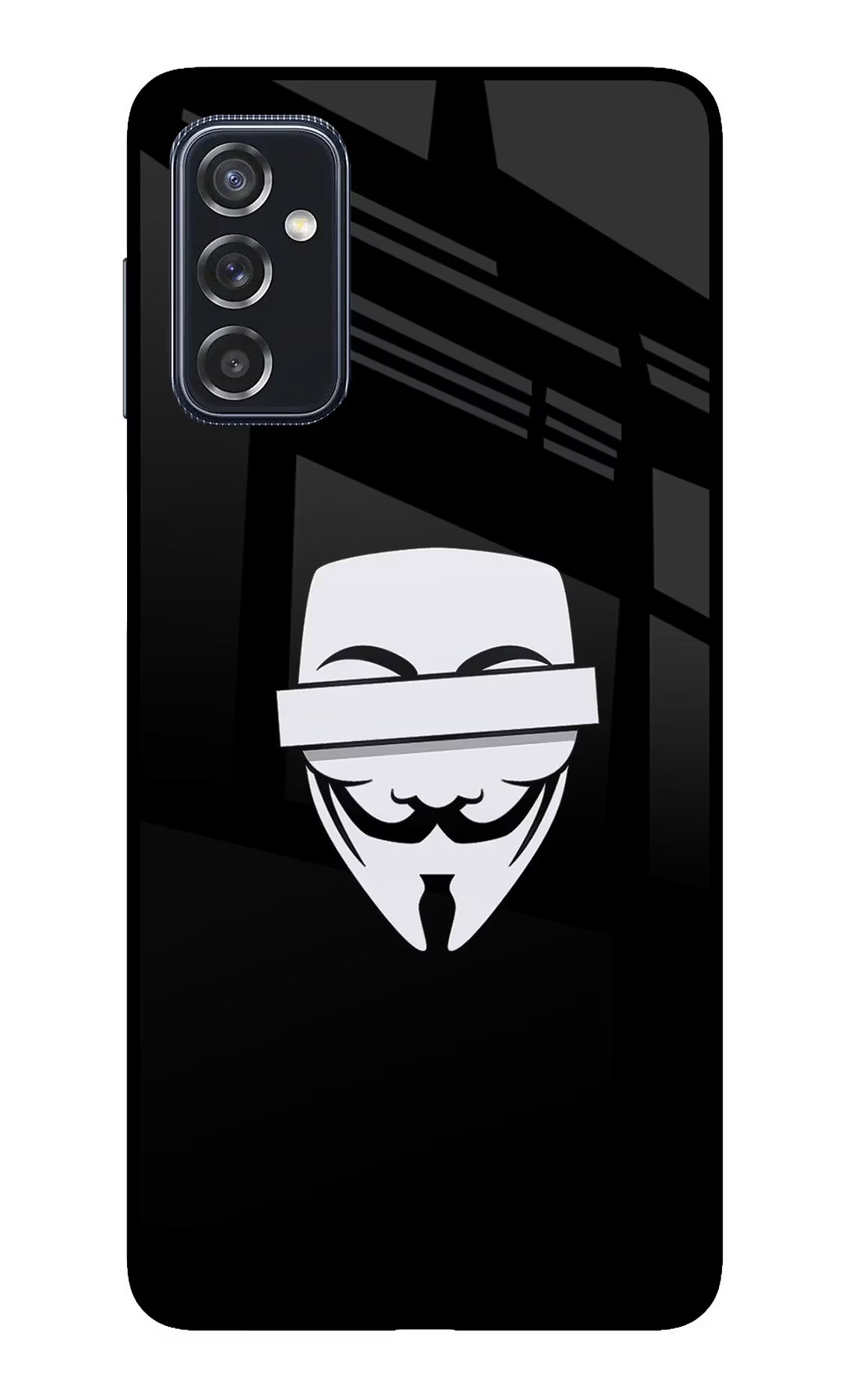 Anonymous Face Samsung M52 5G Back Cover - Anonymous Face Samsung M52 5G Glass Case Back Cover by Casekaro Anonymous Face Samsung M52 5G Glass Case Back Cover by Casekaro