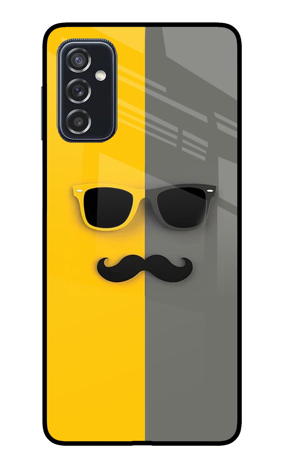 Sunglasses with Mustache Samsung M52 5G Back Cover - Sunglasses with Mustache Samsung M52 5G Glass Case Back Cover by Casekaro Sunglasses with Mustache Samsung M52 5G Glass Case Back Cover by Casekaro