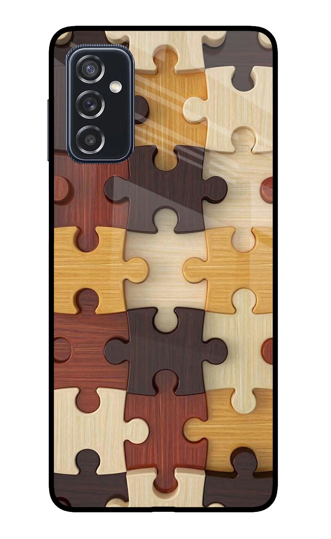 Wooden Puzzle Samsung M52 5G Back Cover - Wooden Puzzle Samsung M52 5G Glass Case Back Cover by Casekaro Wooden Puzzle Samsung M52 5G Glass Case Back Cover by Casekaro