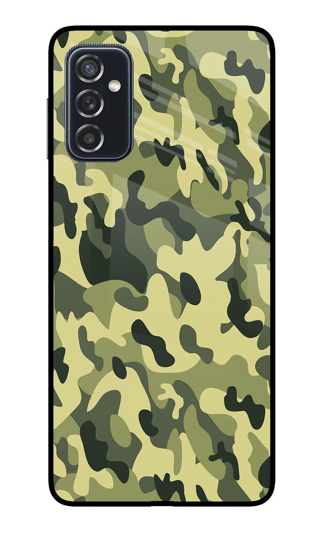 Camouflage Samsung M52 5G Back Cover - Camouflage Samsung M52 5G Glass Case Back Cover by Casekaro Camouflage Samsung M52 5G Glass Case Back Cover by Casekaro