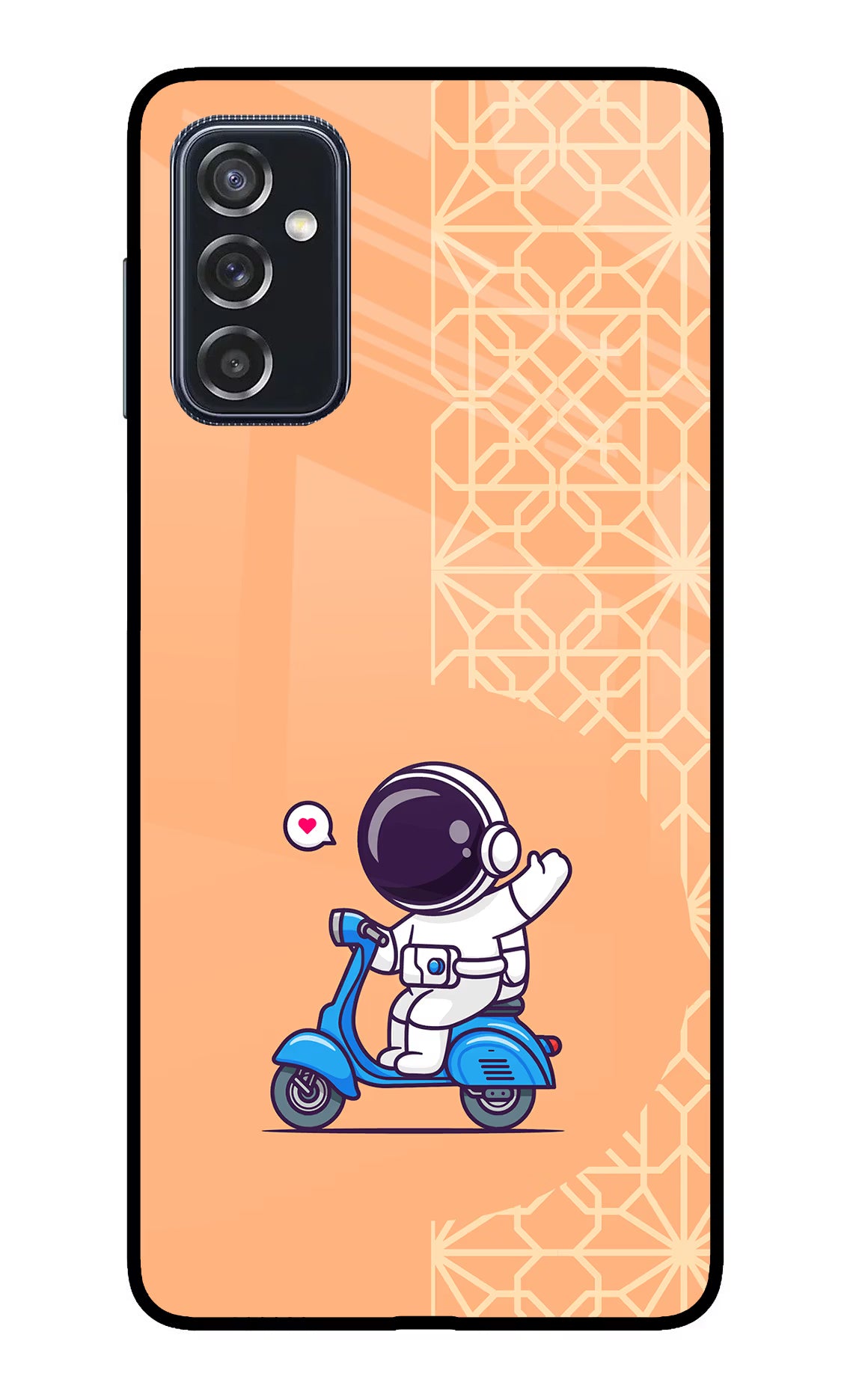 Cute Astronaut Riding Samsung M52 5G Back Cover - Cute Astronaut Riding Samsung M52 5G Glass Case Back Cover by Casekaro Cute Astronaut Riding Samsung M52 5G Glass Case Back Cover by Casekaro