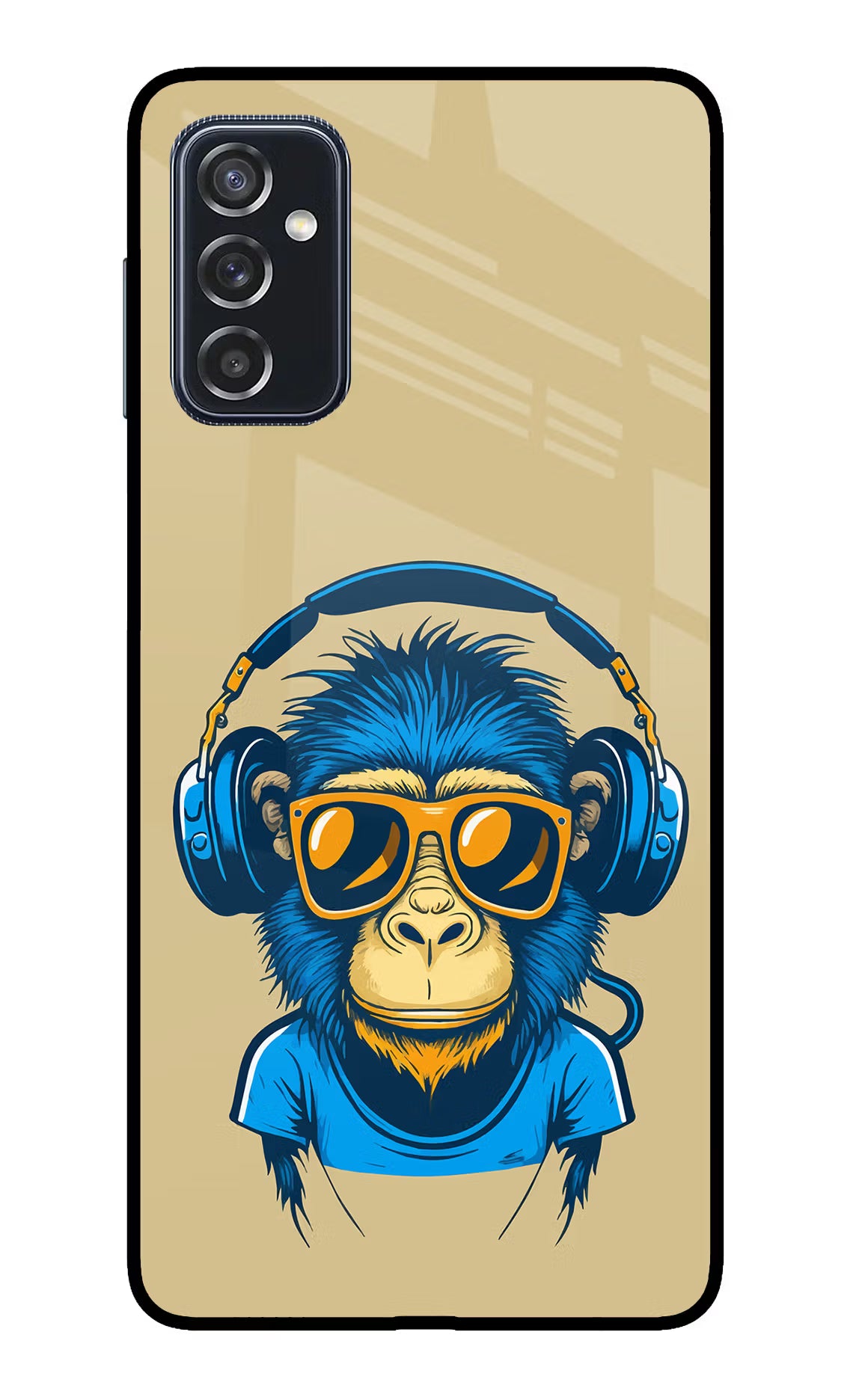 Monkey Headphone Samsung M52 5G Back Cover - Monkey Headphone Samsung M52 5G Glass Case Back Cover by Casekaro Monkey Headphone Samsung M52 5G Glass Case Back Cover by Casekaro