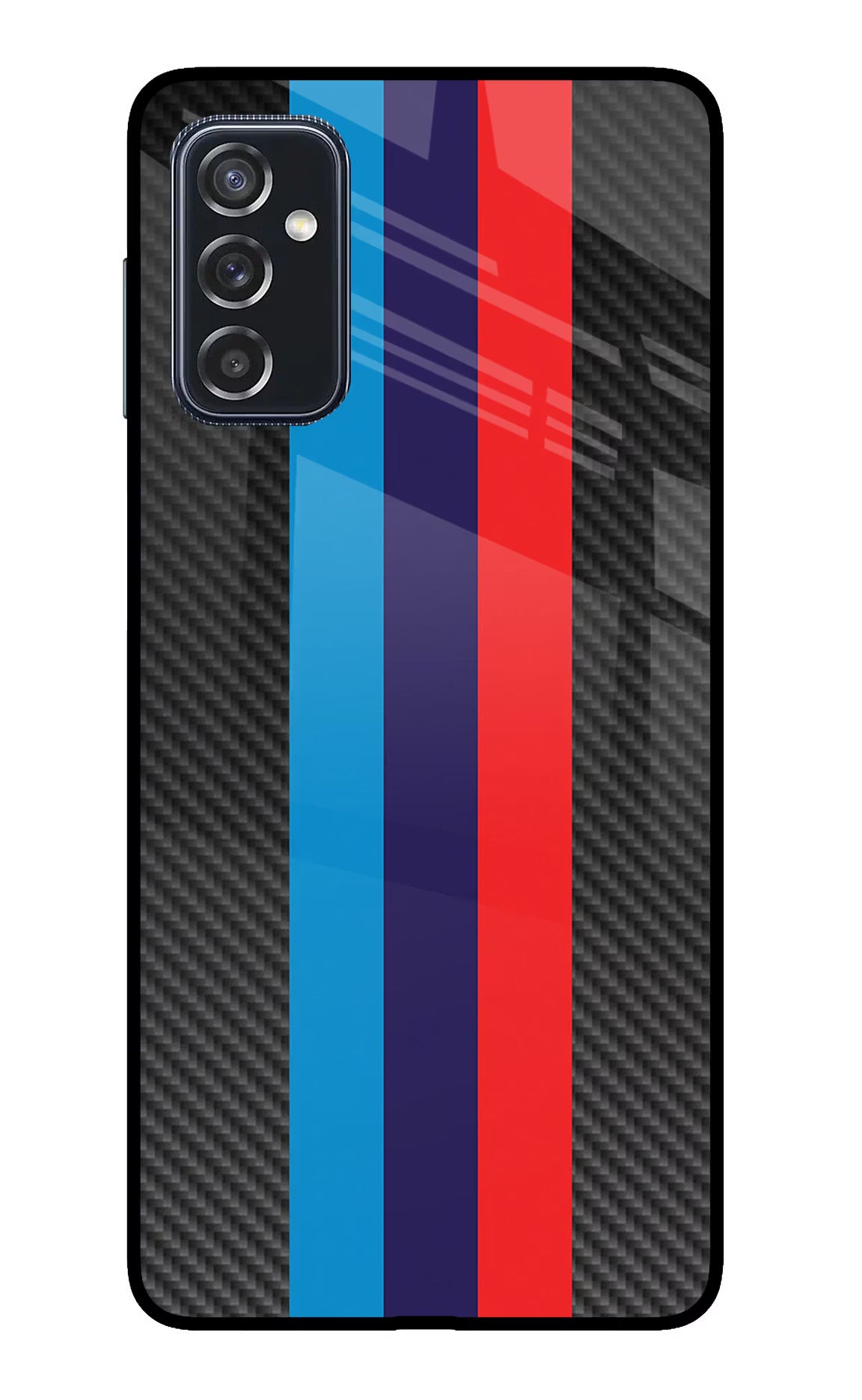 BMW Stripes Pattern Samsung M52 5G Back Cover - BMW Stripes Pattern Samsung M52 5G Glass Case Back Cover by Casekaro BMW Stripes Pattern Samsung M52 5G Glass Case Back Cover by Casekaro