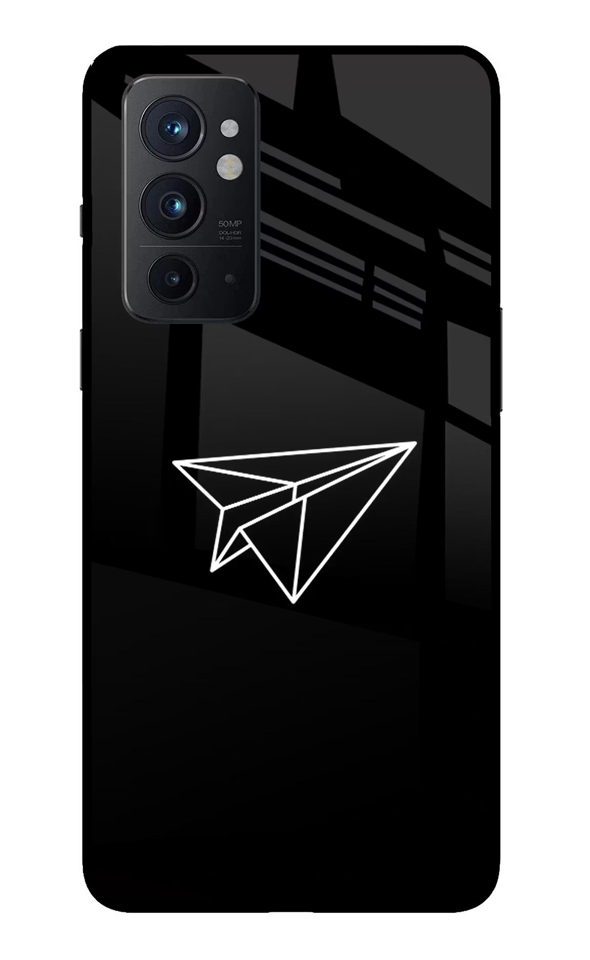 Paper Plane White Oneplus 9RT Back Cover - Paper Plane White Oneplus 9RT Glass Case Back Cover by Casekaro Paper Plane White Oneplus 9RT Glass Case Back Cover by Casekaro