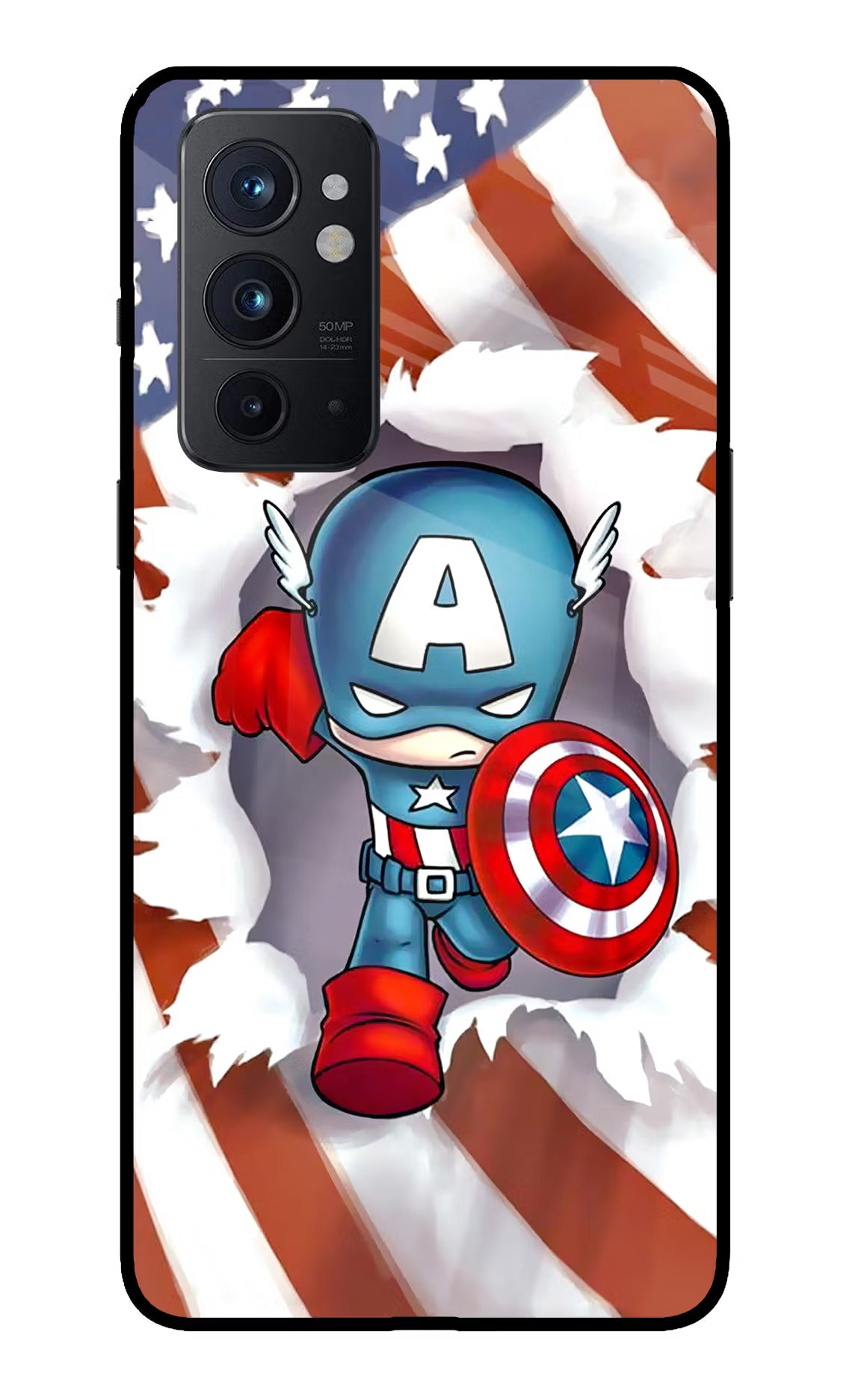 Captain America Oneplus 9RT Back Cover - Captain America Oneplus 9RT Glass Case Back Cover by Casekaro Captain America Oneplus 9RT Glass Case Back Cover by Casekaro