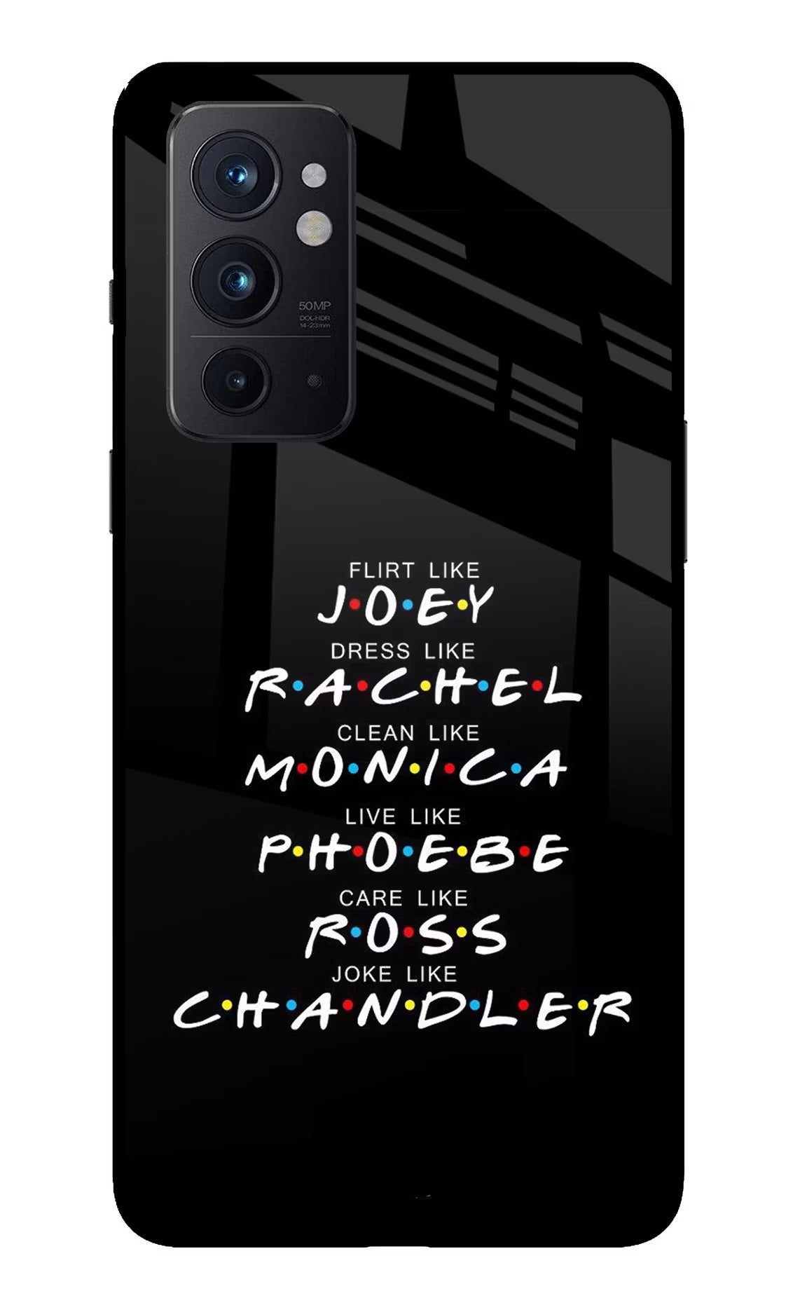 FRIENDS Character Oneplus 9RT Back Cover - FRIENDS Character Oneplus 9RT Glass Case Back Cover by Casekaro FRIENDS Character Oneplus 9RT Glass Case Back Cover by Casekaro
