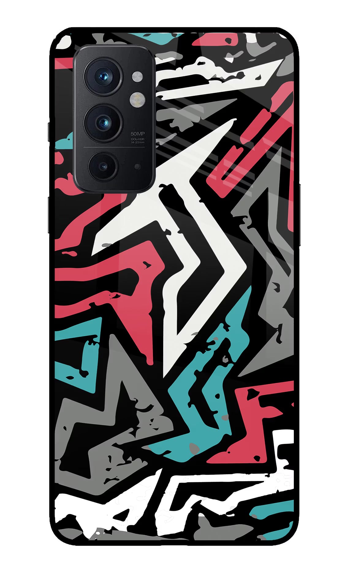 Geometric Graffiti Oneplus 9RT Back Cover - Geometric Graffiti Oneplus 9RT Glass Case Back Cover by Casekaro Geometric Graffiti Oneplus 9RT Glass Case Back Cover by Casekaro